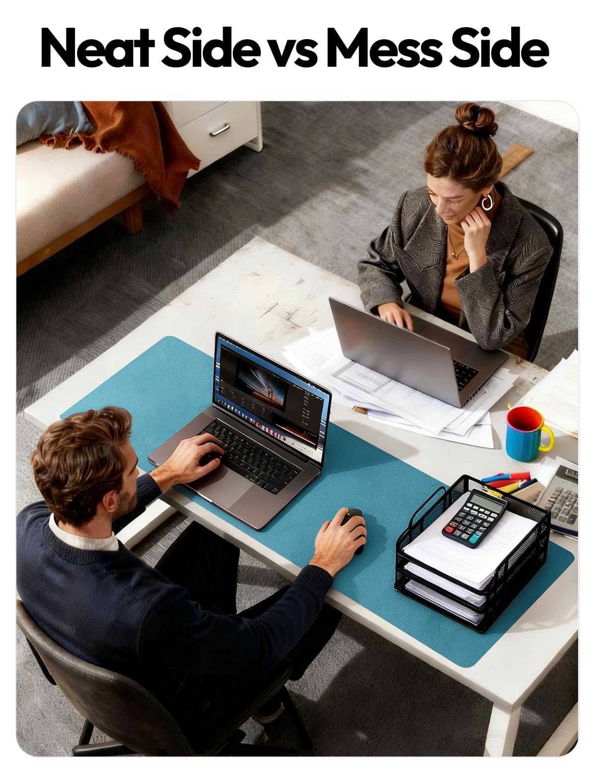 YSAGi Leather Desk Pad Protector, Office Desk Mat, Large Mouse Pad, Non-Slip PU Leather Desk