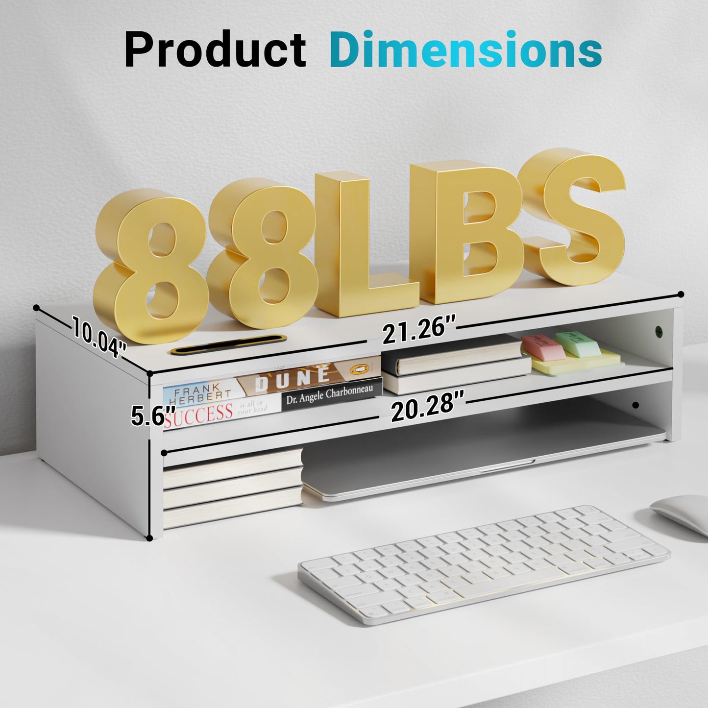 BONTEC Wood Monitor Stand Riser, 2-Tier Desktop Organizer