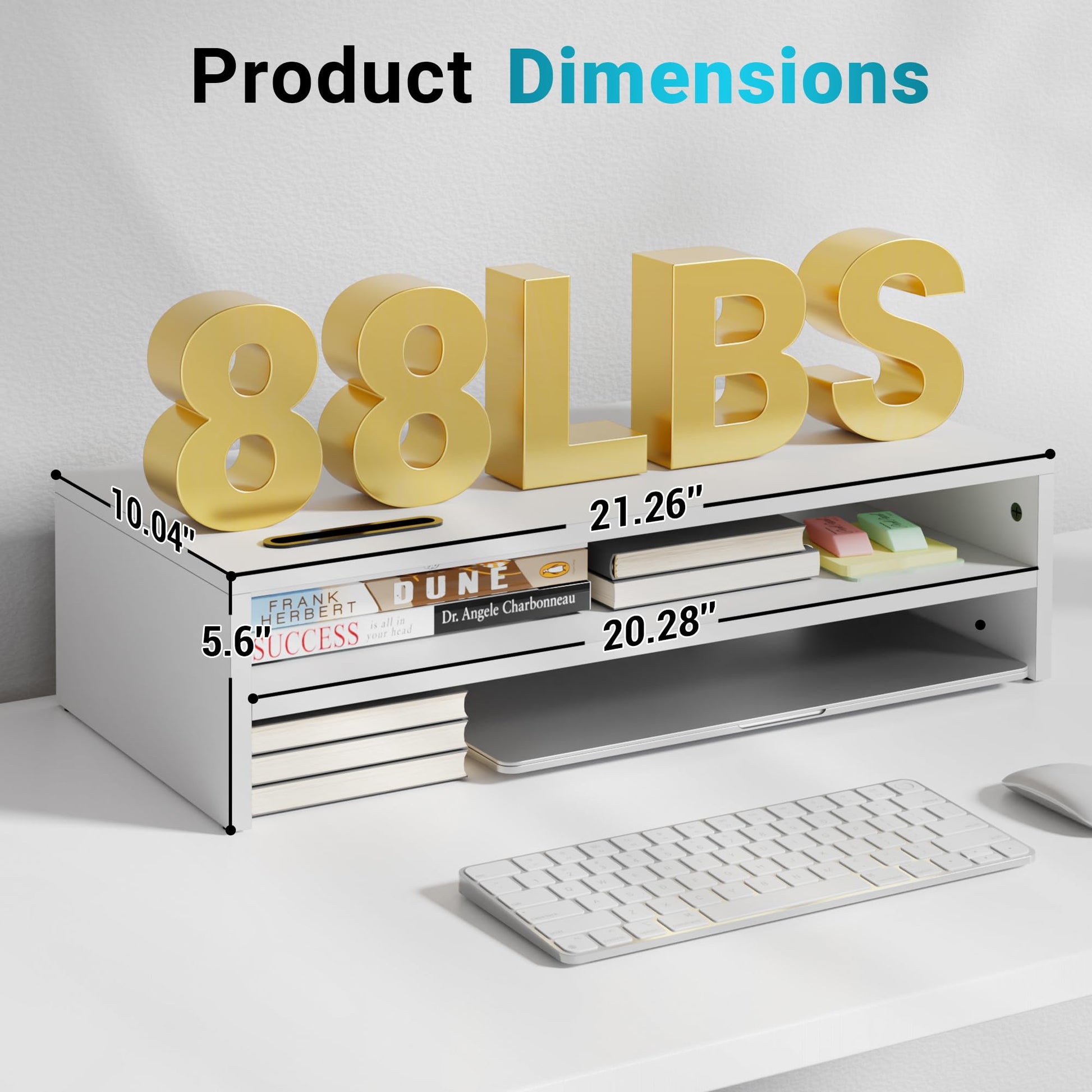BONTEC Wood Monitor Stand Riser, 2-Tier Desktop Organizer