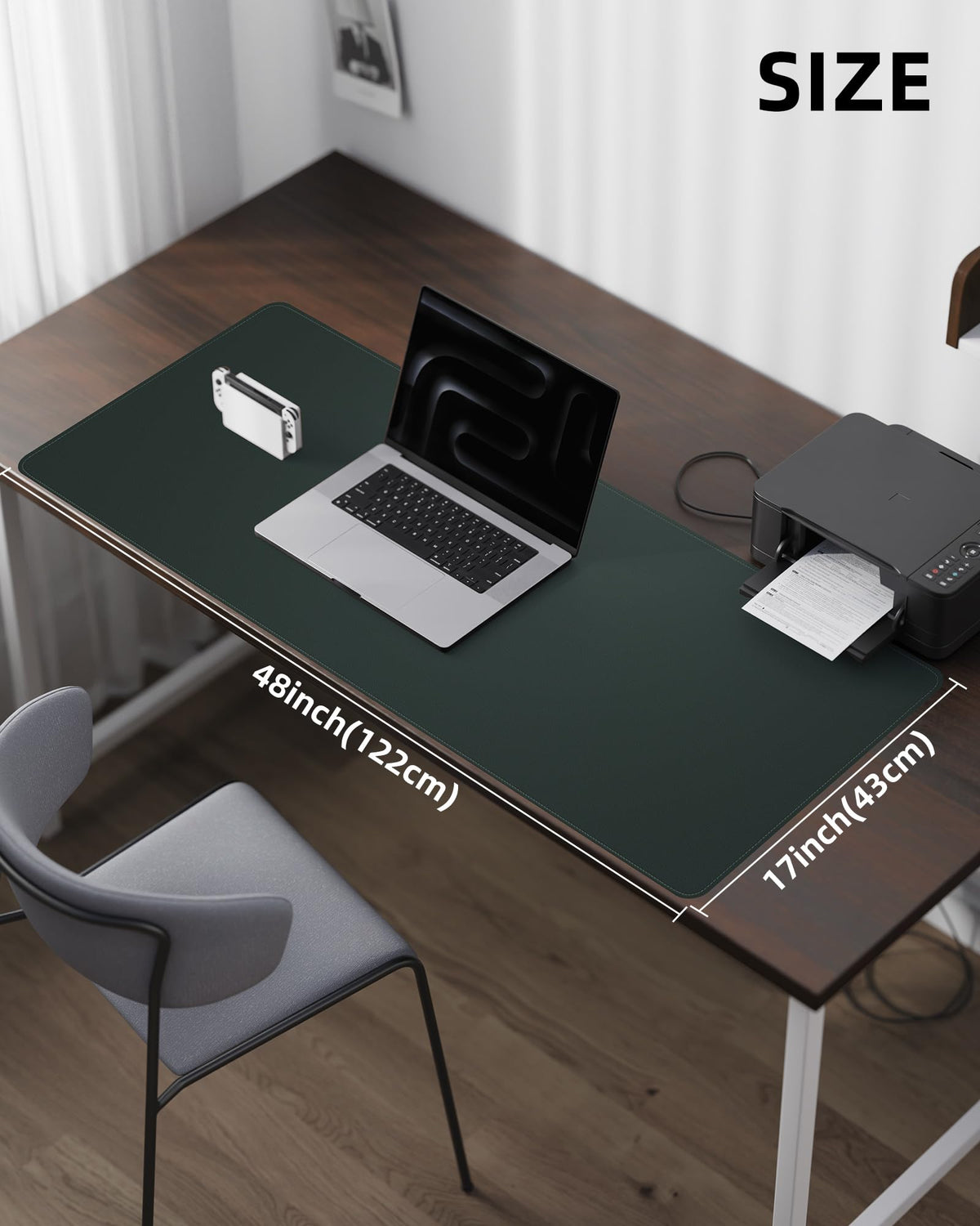 Leather Desk Pad Protector - 48" x 17" Non-Slip PU Leather Large Mouse Pad, Waterproof Desk Blotter