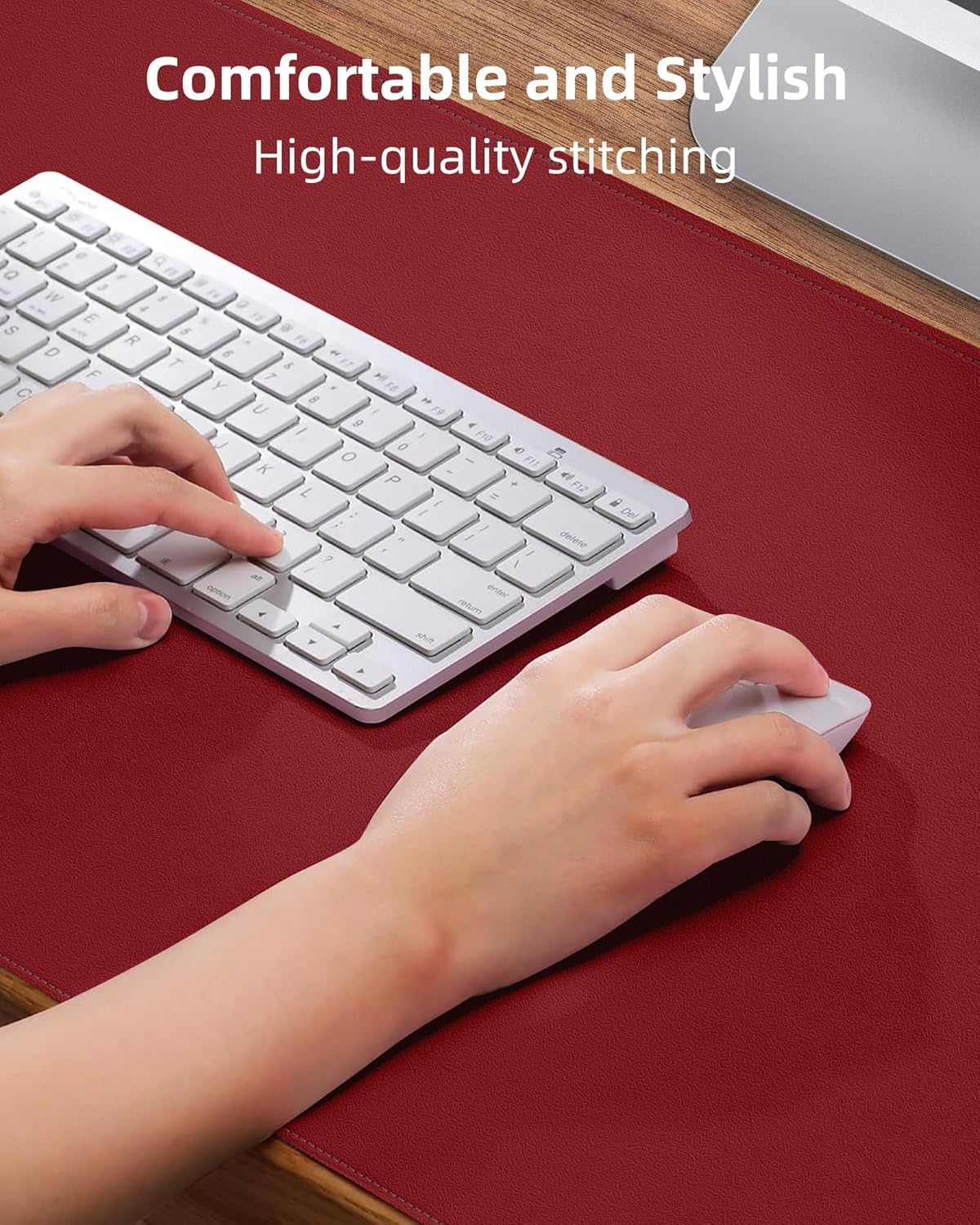 AFIING Large Desk Mat 55" x 24" - PU Leather Desk Pad Protector, Waterproof Non-Slip Extended Mouse