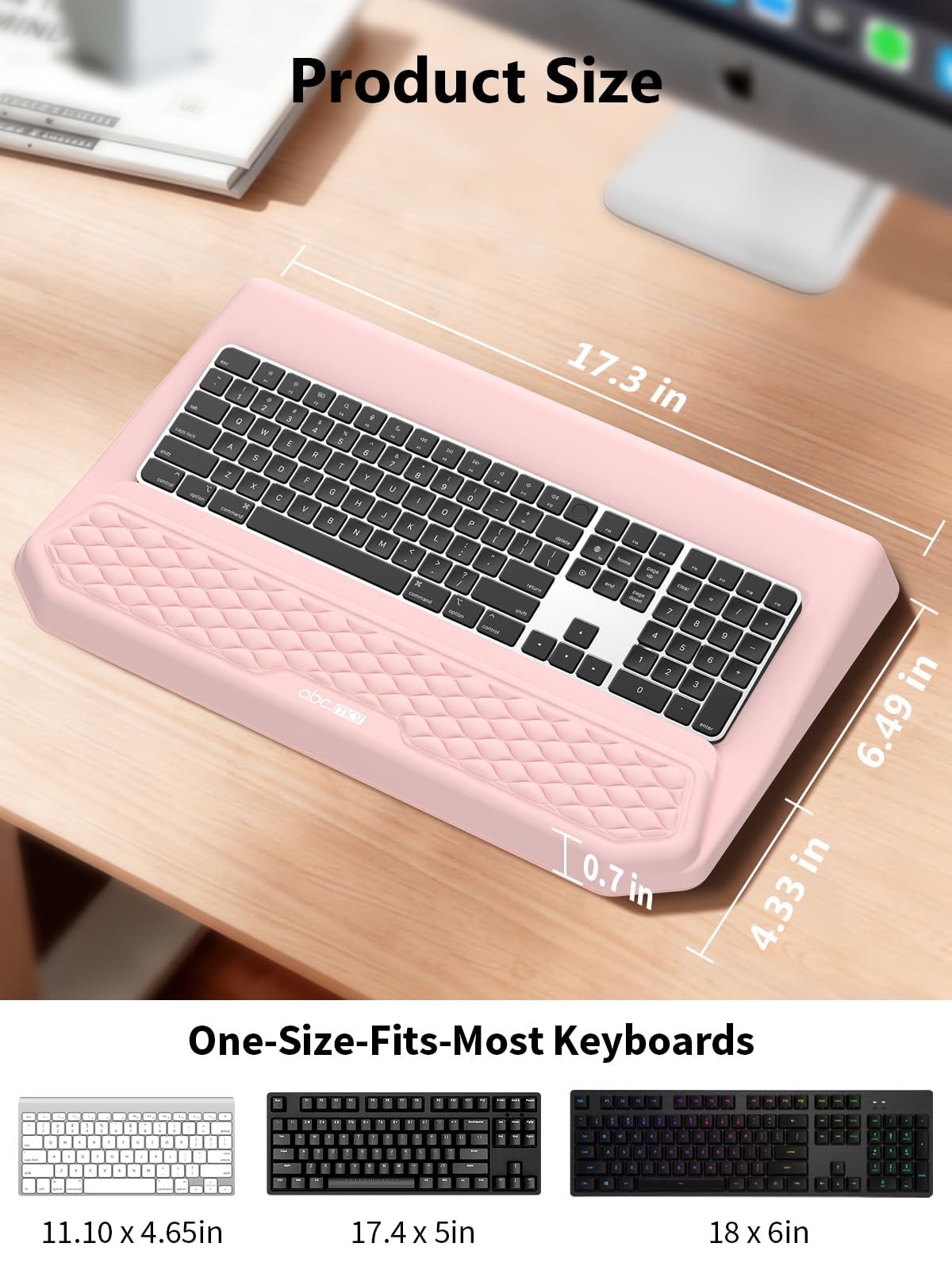 2-in-1 Ergonomic Keyboard Stand with Wrist Rest, Pink