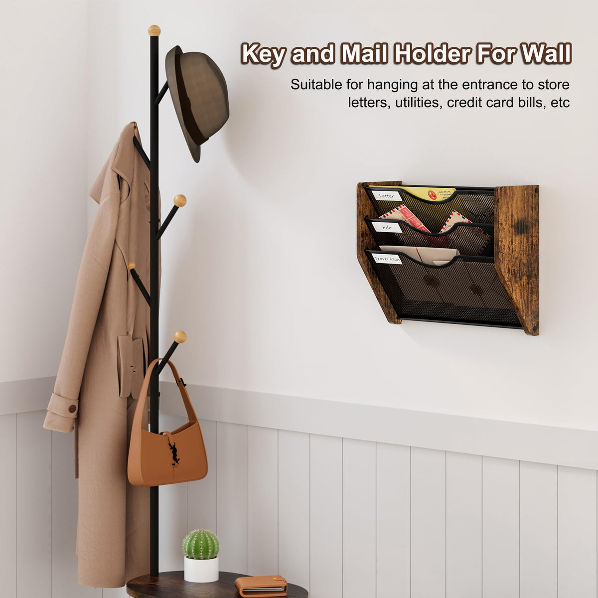 PAG-Mass Hanging Wall Files Organizer, 3 Tier Mail Organizer Wall Mounted,Hanging File