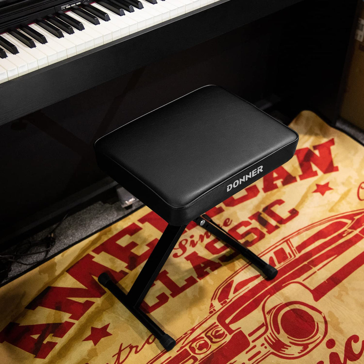 Donner Piano Bench, Adjustable Keyboard Bench Portable Stool Collapsible Chair Foldable Seat