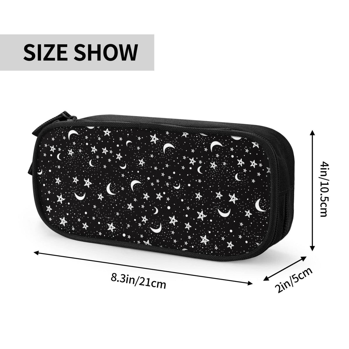 YETTA YANG Black And White Moon Star Pencil Box Case for Pen Holders Office Supplies Big Capacity
