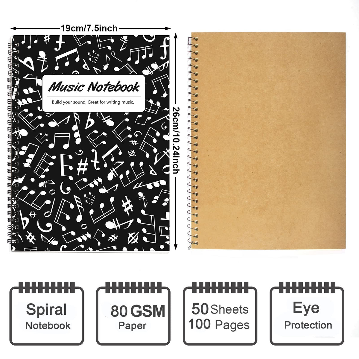 MAXCURY Blank Sheet Music Composition Manuscript Staff Paper Art Music Notebook Black 100Pages