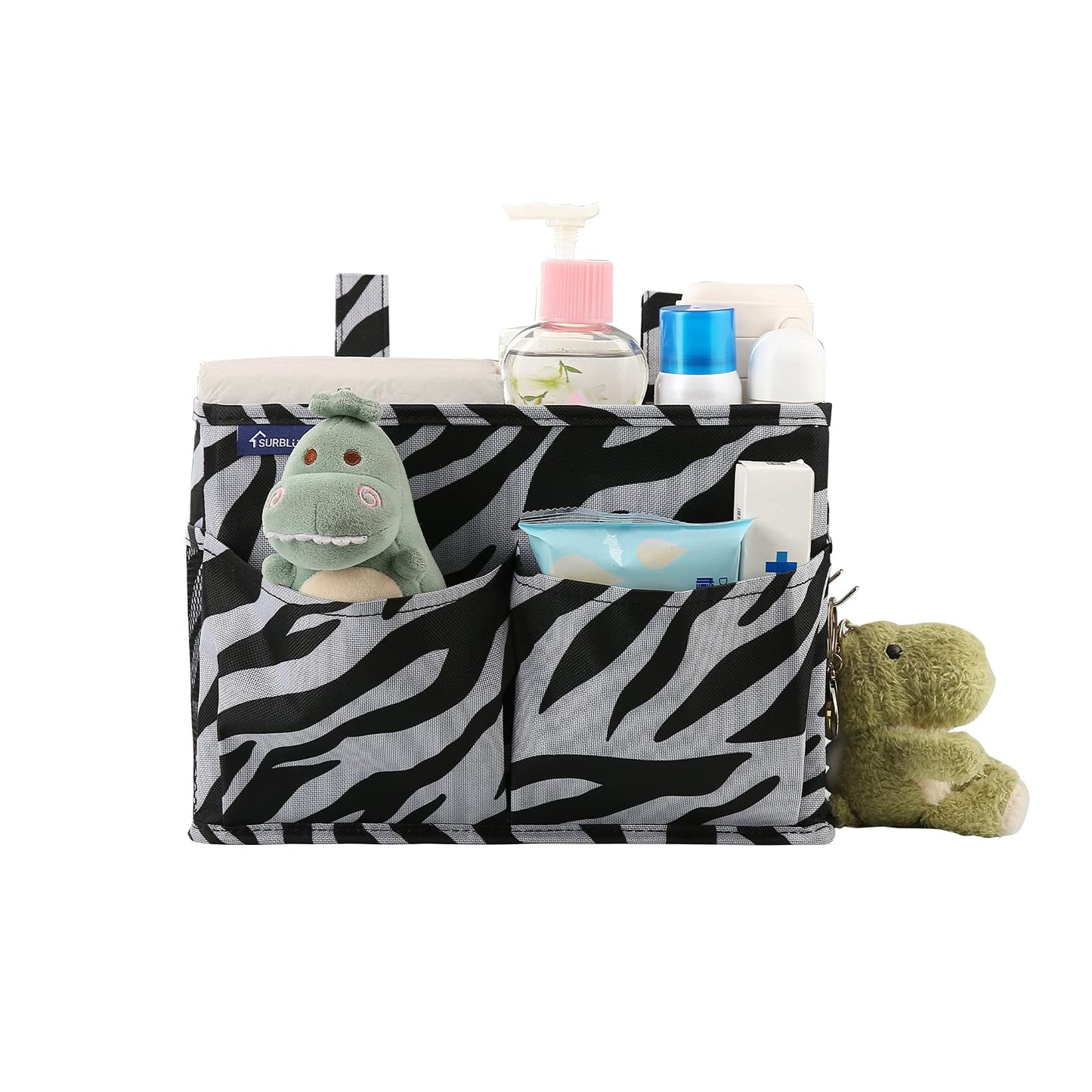 Surblue Caddy Hanging Organizer Bedside Storage Bag for Bunk and Hospital Beds, Zebra, Small