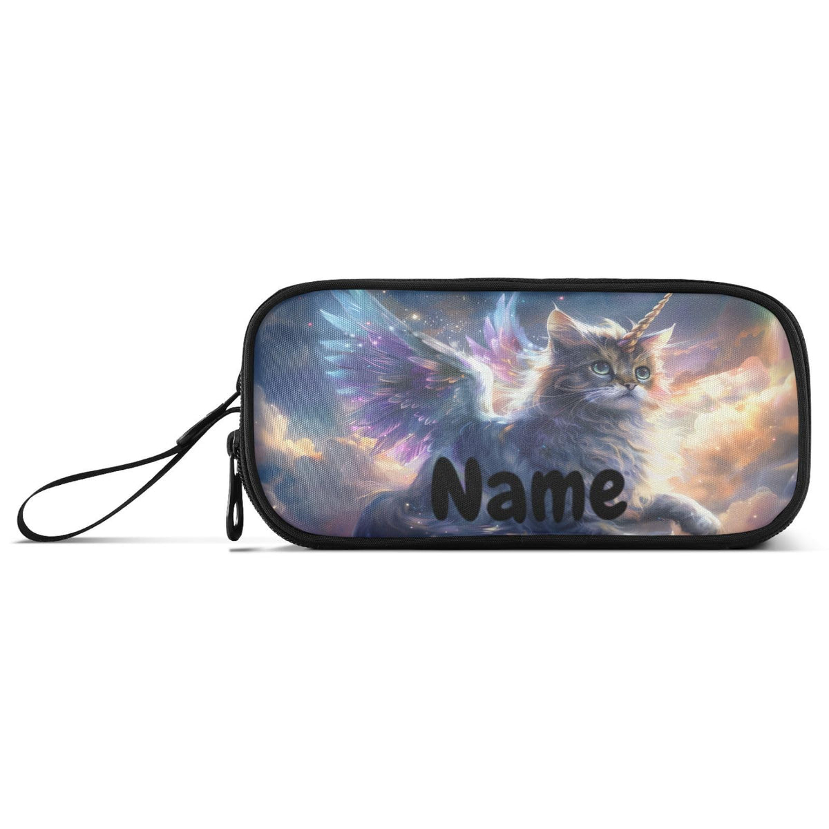 BOENLE Custom Unicorn Cat with Wings Pencil Case Box Boys Girls Personalized Name Large Pencil