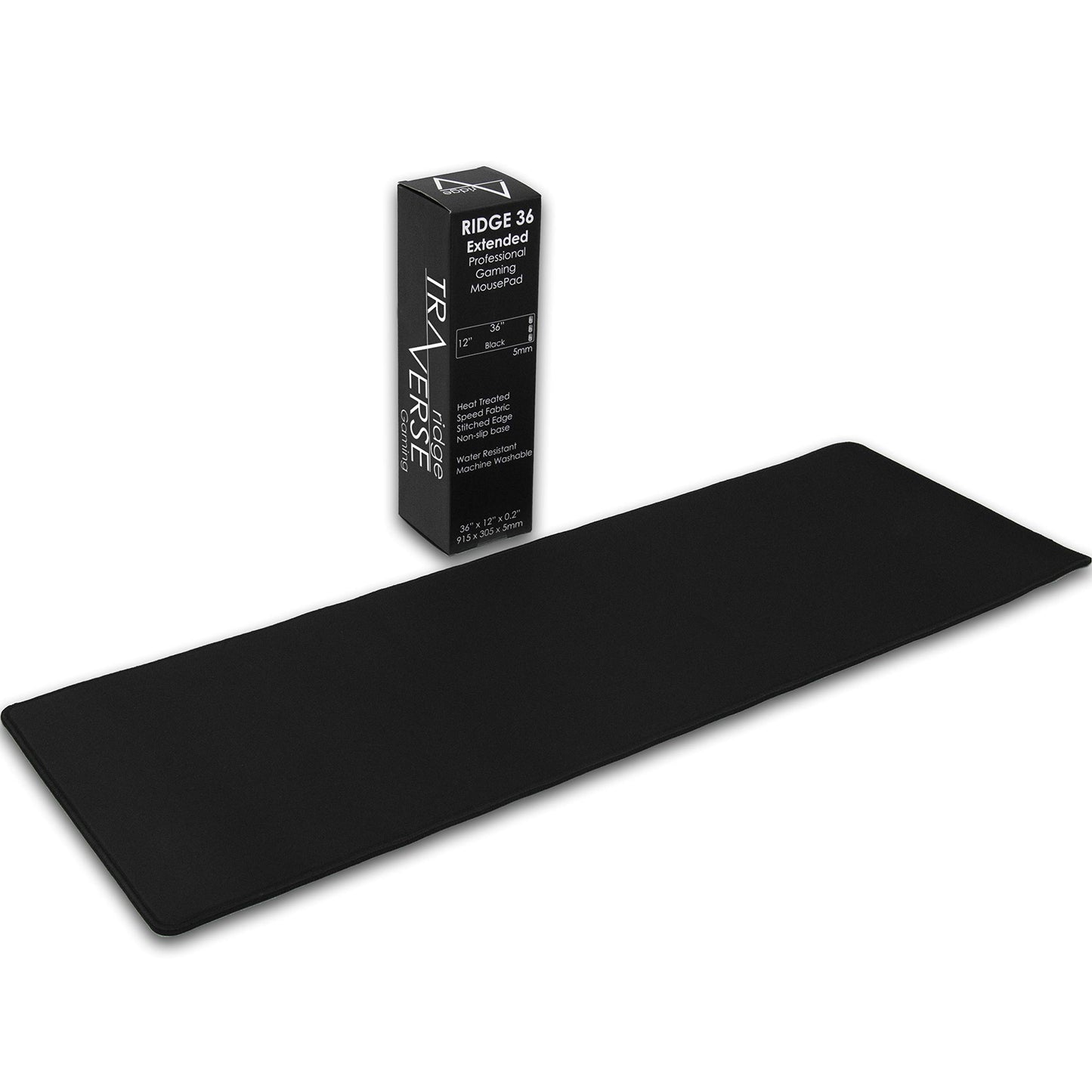 Traverse Ridge Gaming Mouse Pad (5mm) Extended 36 inch | 36x12x0.20 Extra Thick | Black | Stitched