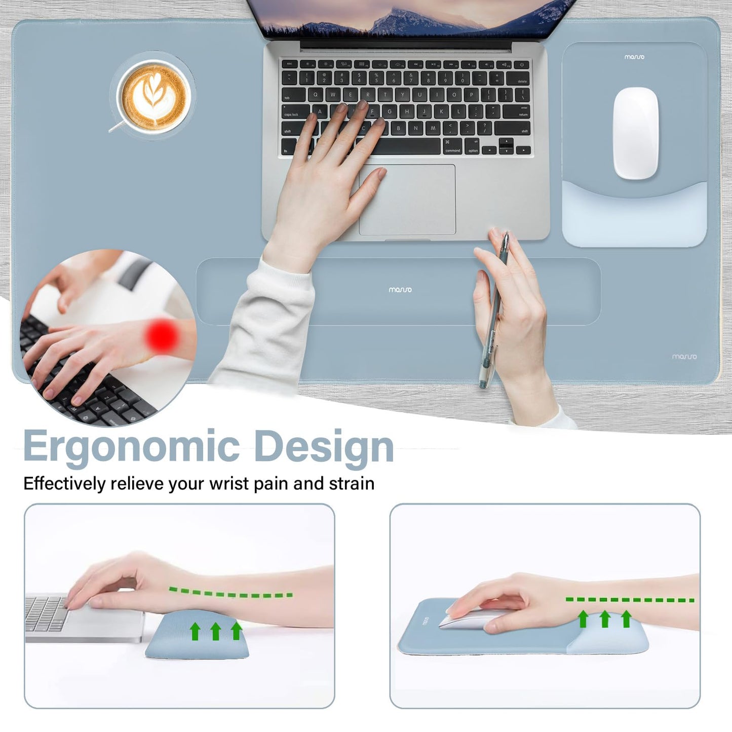 MOSISO Keyboard Mouse Pad Set, Large Gaming Mouse Pad&Keyboard Wrist Rest