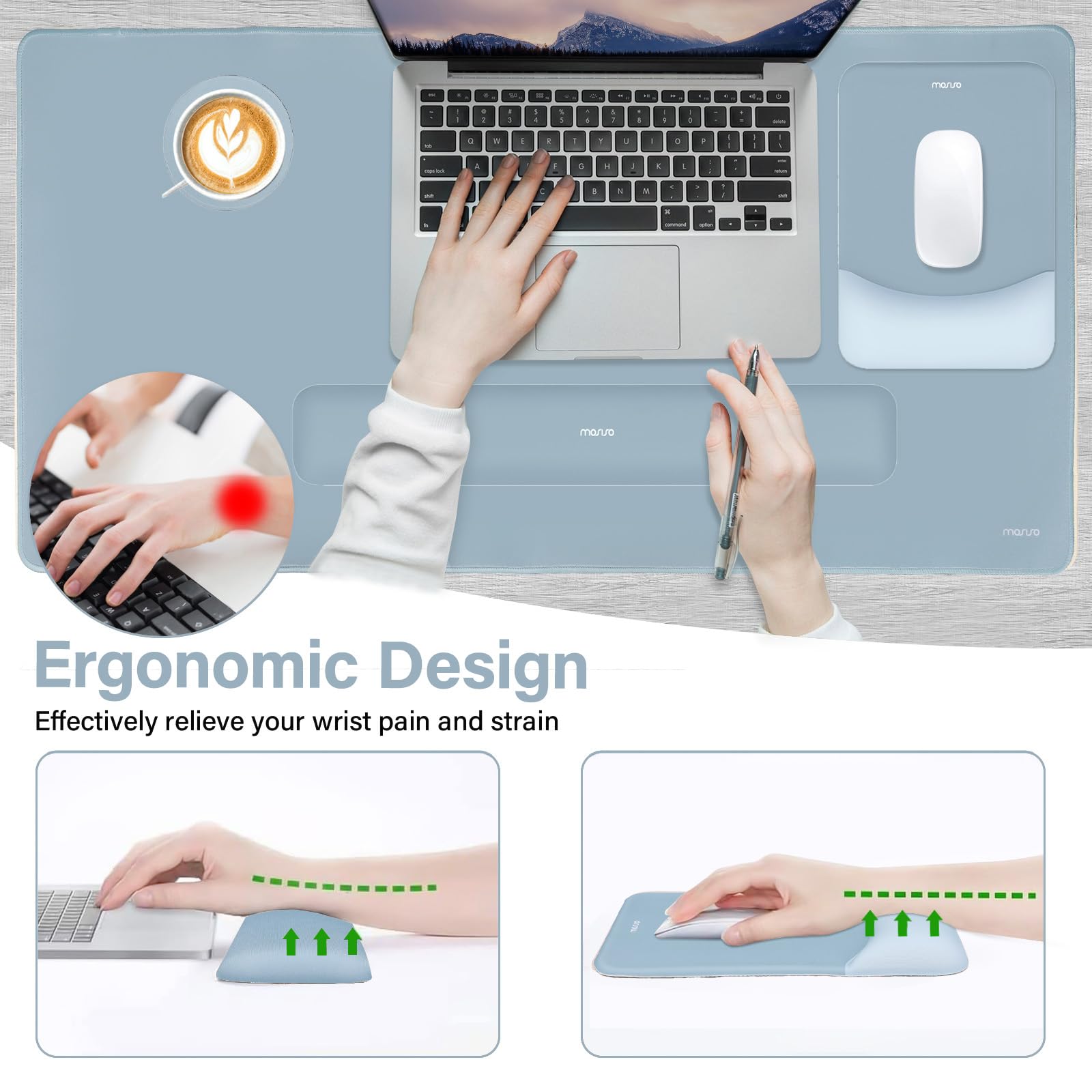 MOSISO Keyboard Mouse Pad Set, Large Gaming Mouse Pad&Keyboard Wrist Rest