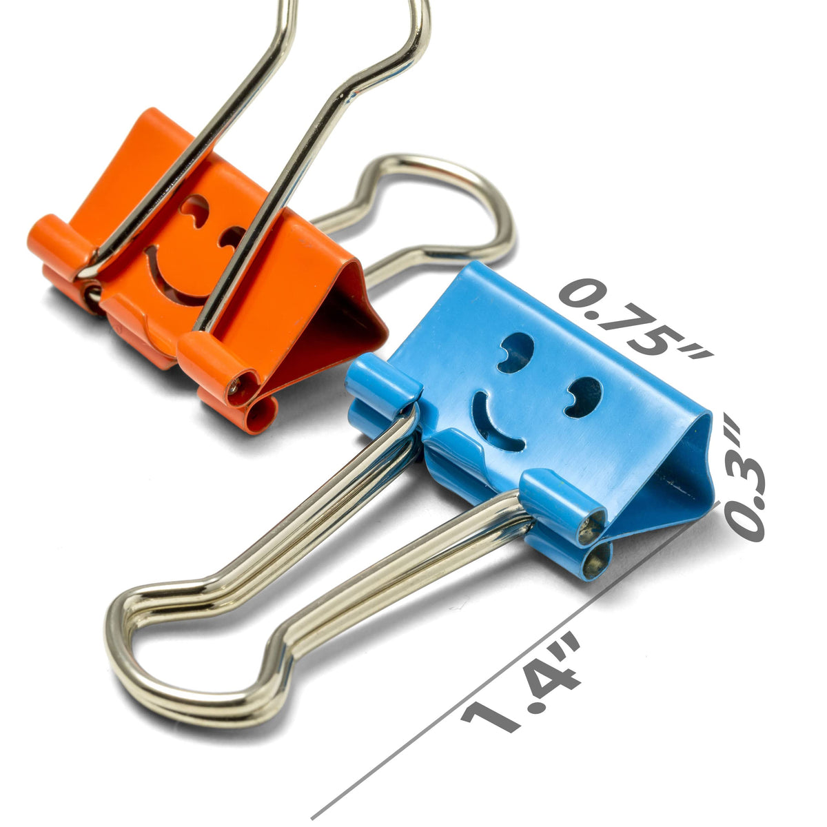 Officemate Happy Smiling Face Binder Clips, Small Size, 42 in Pack, Comes in Assorted Colors (31090)