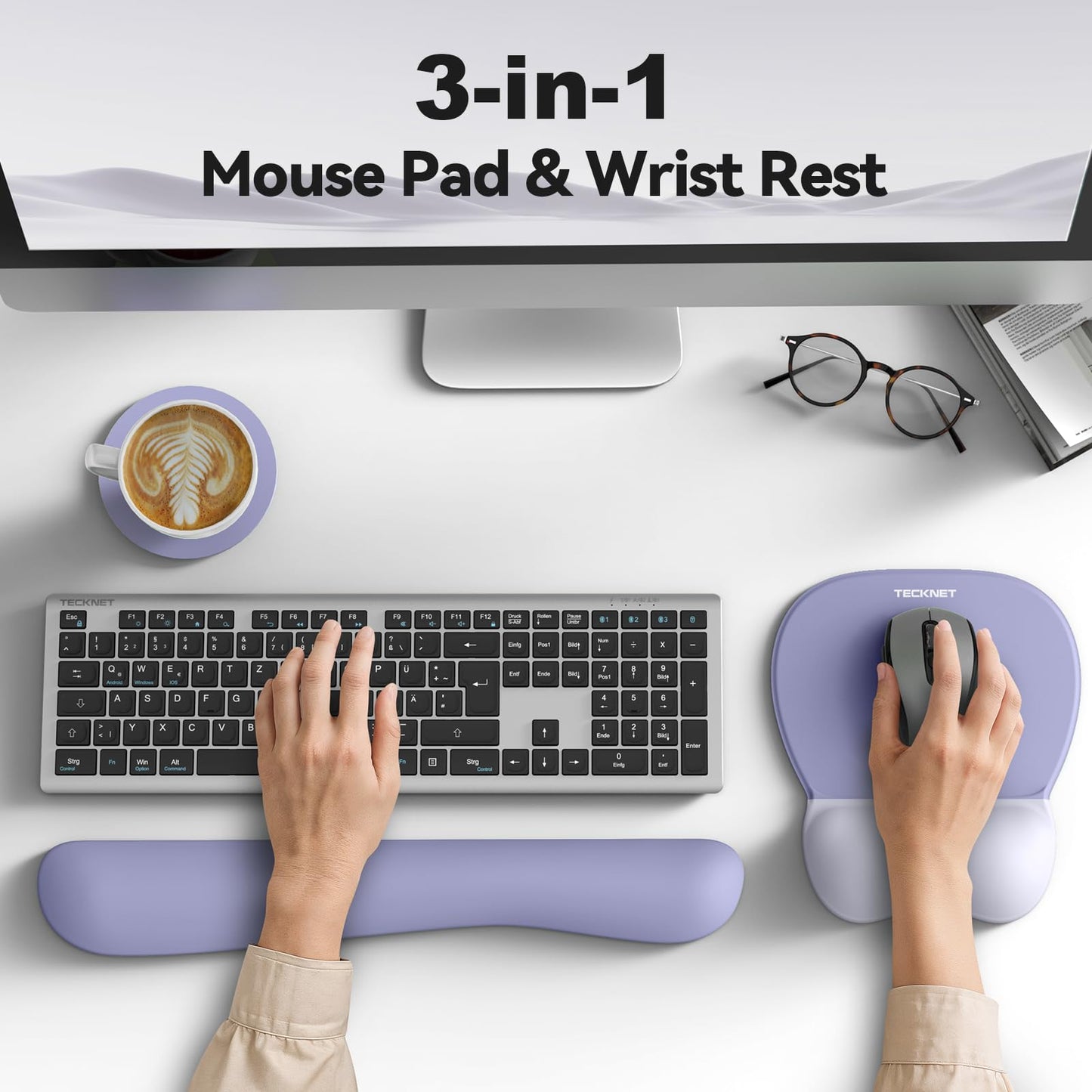 TECKNET Gel Ergonomic Mouse Pad & Keyboard Wrist Rest & Coaster