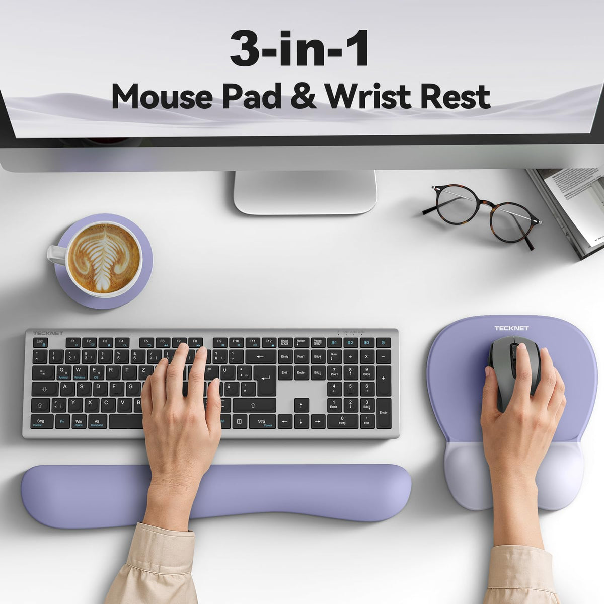 TECKNET Gel Ergonomic Mouse Pad & Keyboard Wrist Rest & Coaster