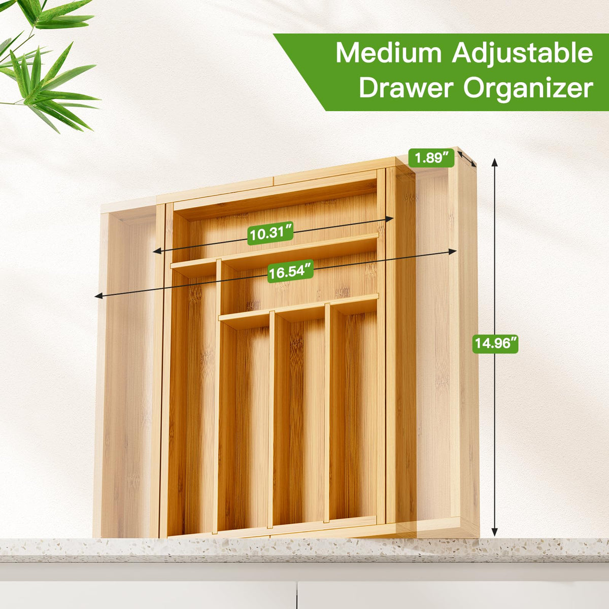 Pipishell Bamboo Expandable Drawer Organizer for Utensils Holder, Adjustable Cutlery Tray, Wood