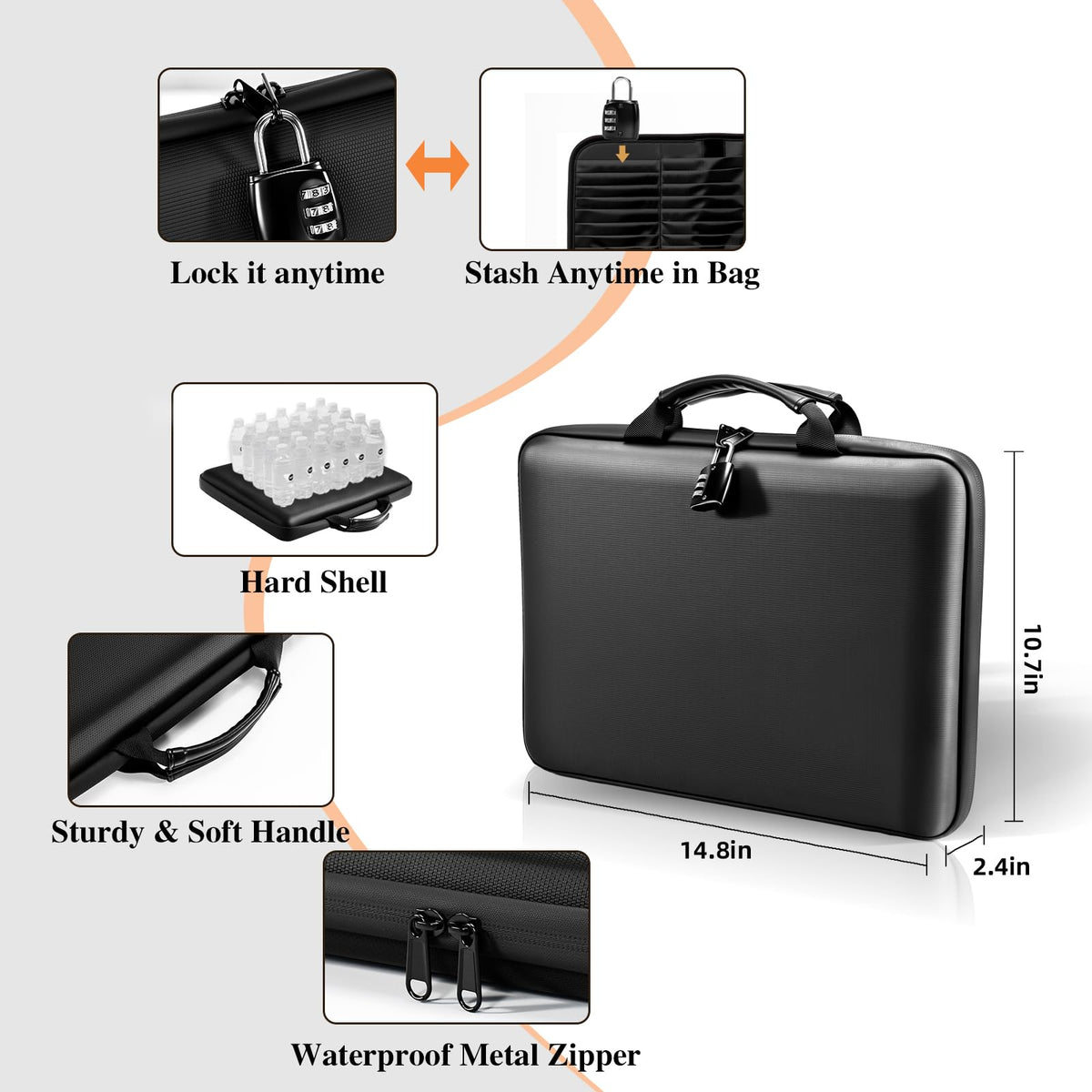 Fireproof Document Box File Organizer: Hard-Shell Case Fireproof Waterproof Box with Lock & 13
