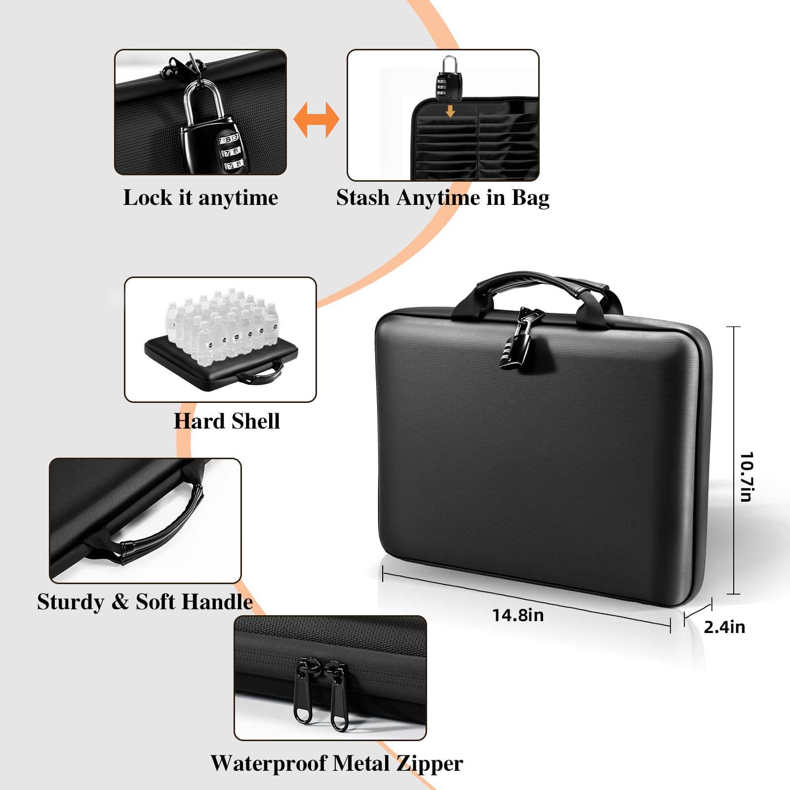 Fireproof Document Box File Organizer: Hard-Shell Case Fireproof Waterproof Box with Lock & 13