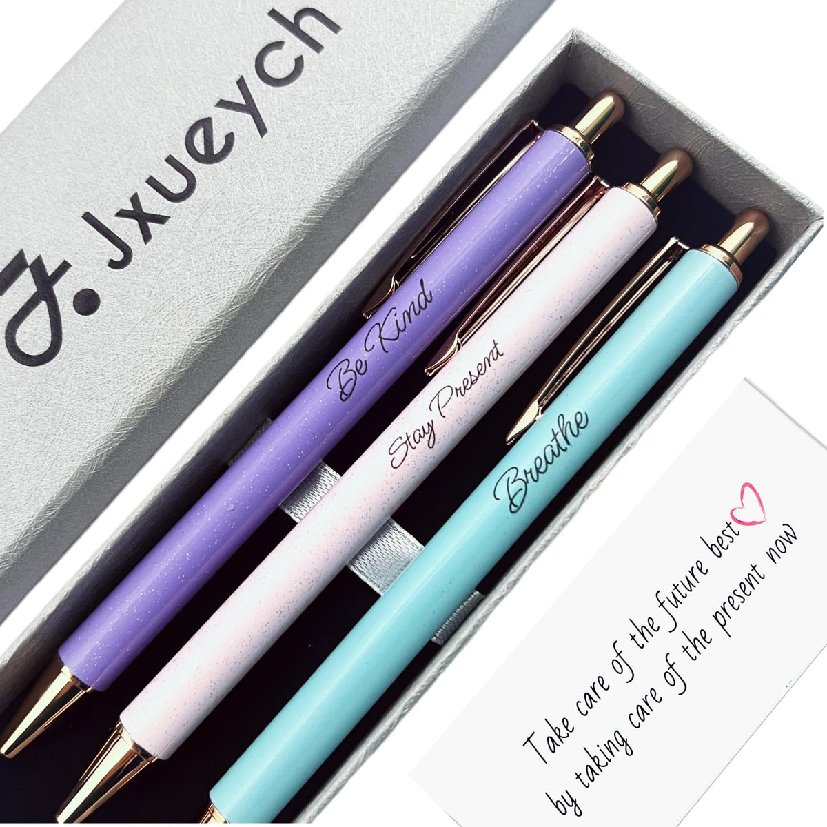 Jxueych Fancy Metal Pen Set with Inspirational Motivational Quotes Nice and Cute Boss Lady Gifts