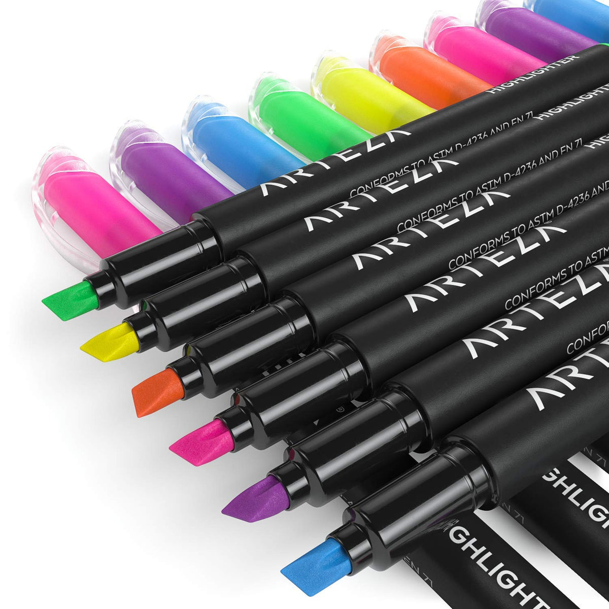 ARTEZA Highlighters – Set of 60 Assorted Neon Colors with Narrow Chisel Tips, Quick-Dry Ink for