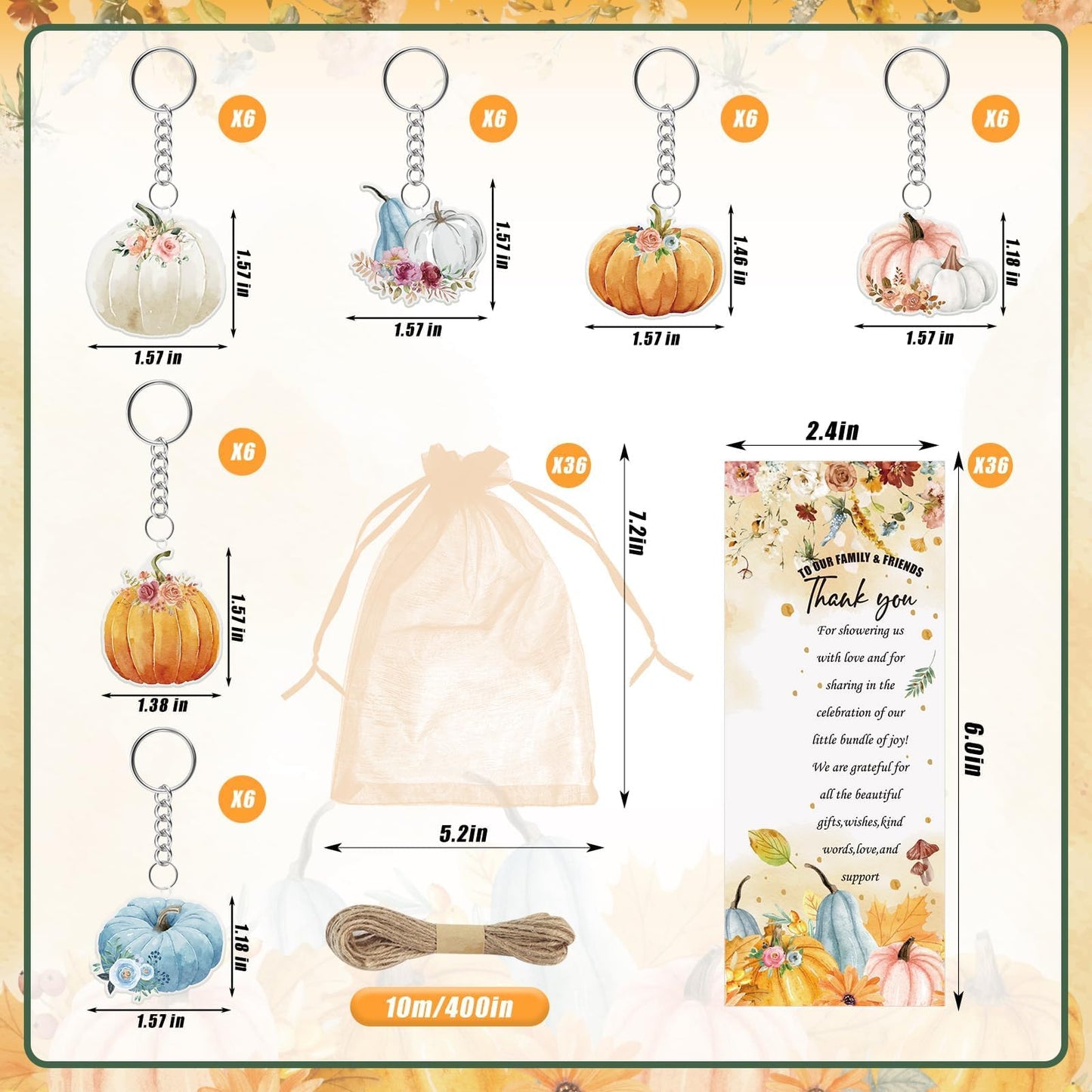 EYNDYN 145 Pieces Little Pumpkin Baby Shower Favors for Guest Fall Pumpkin Ballpoint Pens and