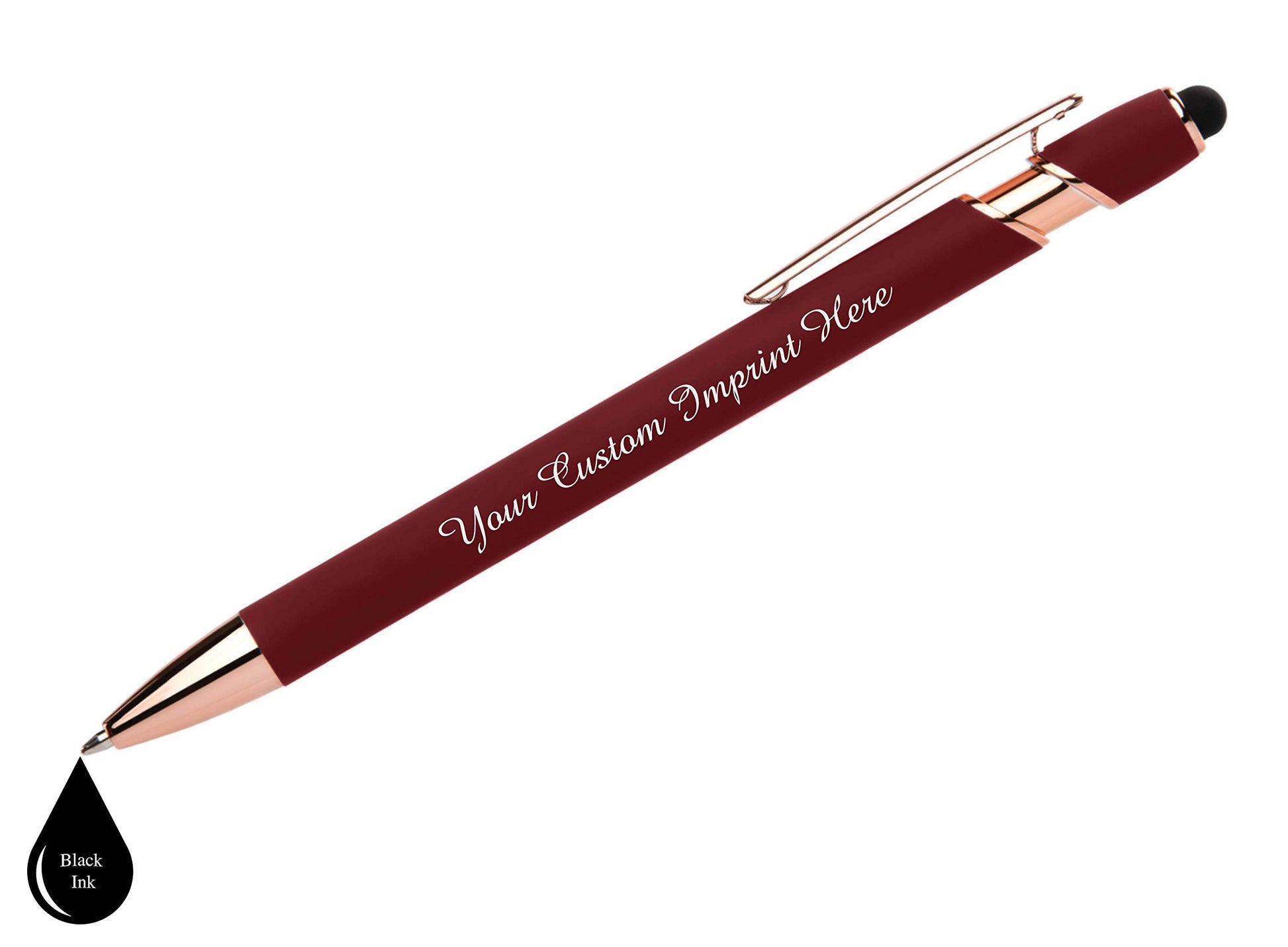 ExpressDesigns™ - Personalized Pens Gift Set - 2 Pack of Rose Gold Soft Touch Metal Pens w/gift box