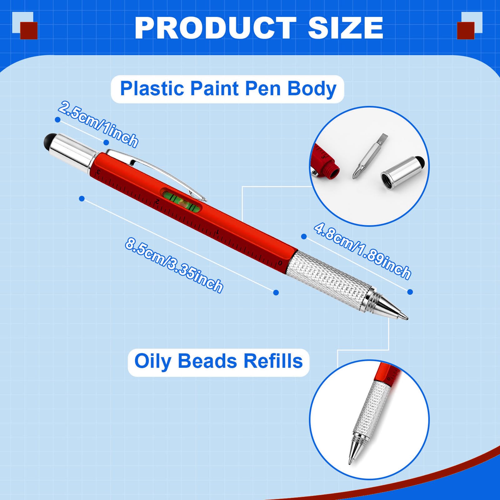Zonon 32 Pack 6-in-1 Multitool Pens,Red, Green, Blue, Gray