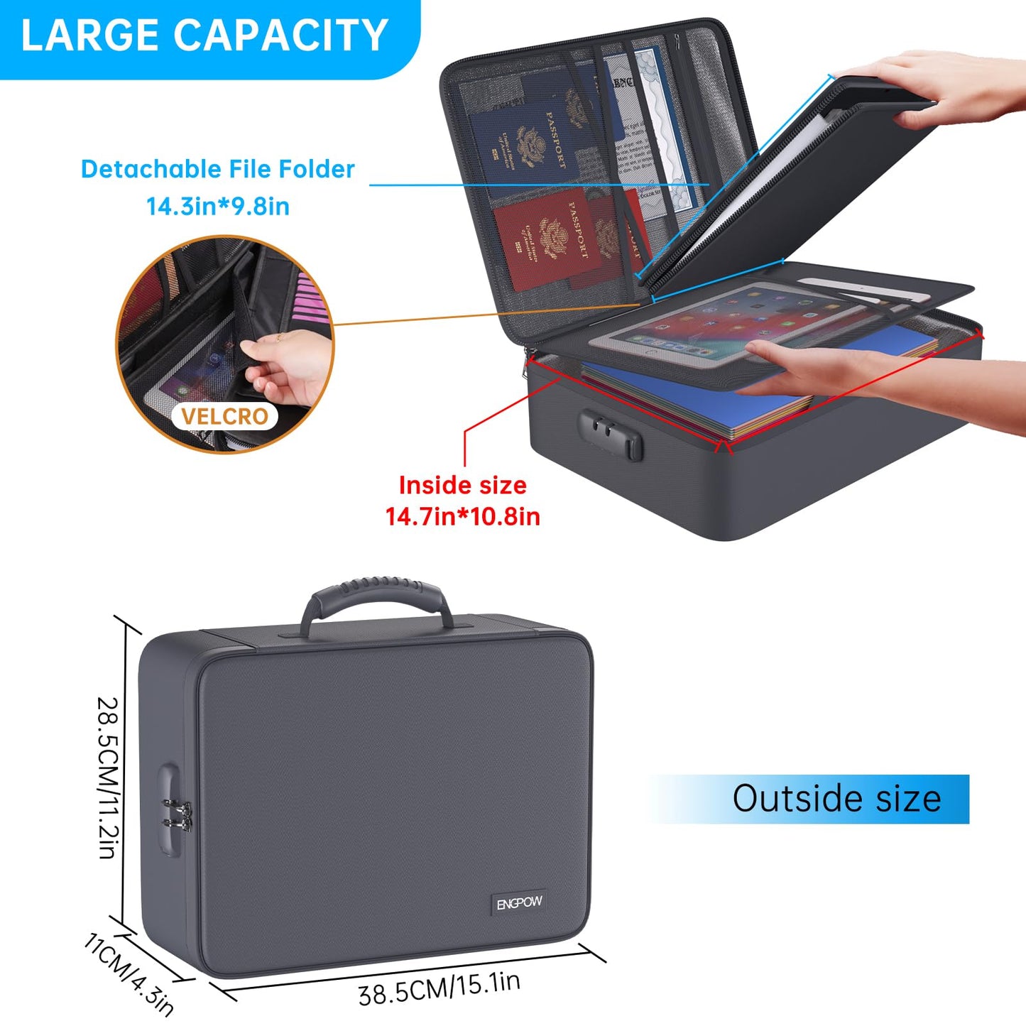 ENGPOW Fireproof Document Organizer Bag with Lock ＆ Accordion File Folder
