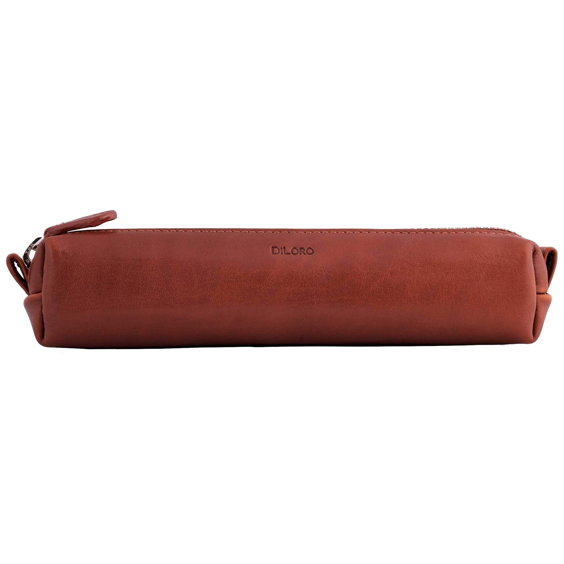 DiLoro Leather Zippered Fountain Ballpoint Rollerball Pens and Pencils Case Holder Pouch Genuine