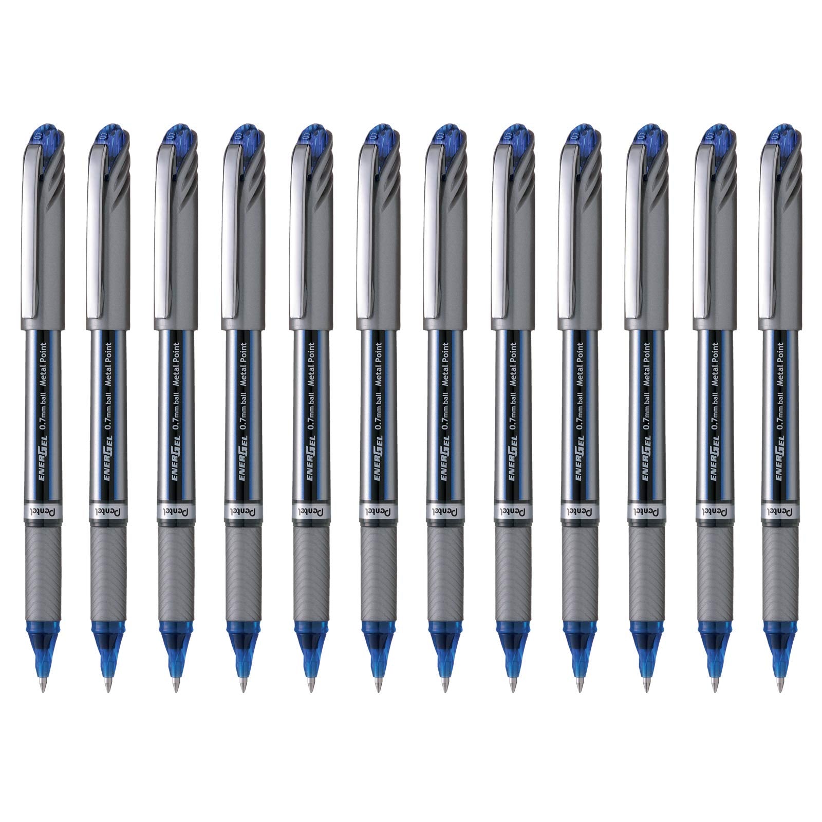 Pentel Energel Plus Roller Ball Pen (Medium) - Blue (Pack of 12)