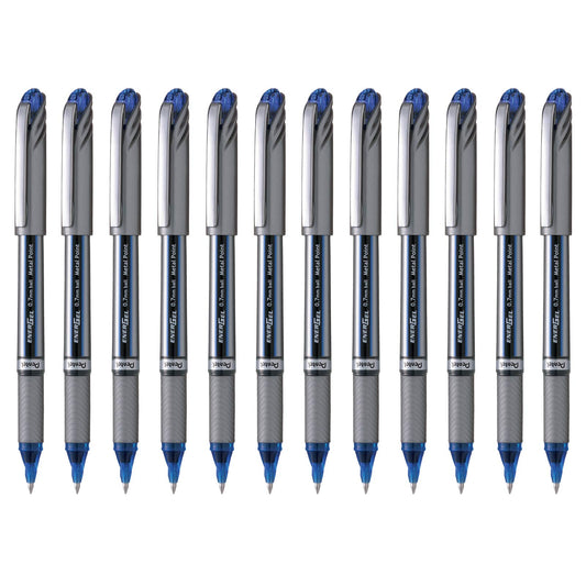 Pentel Energel Plus Roller Ball Pen (Medium) - Blue (Pack of 12)