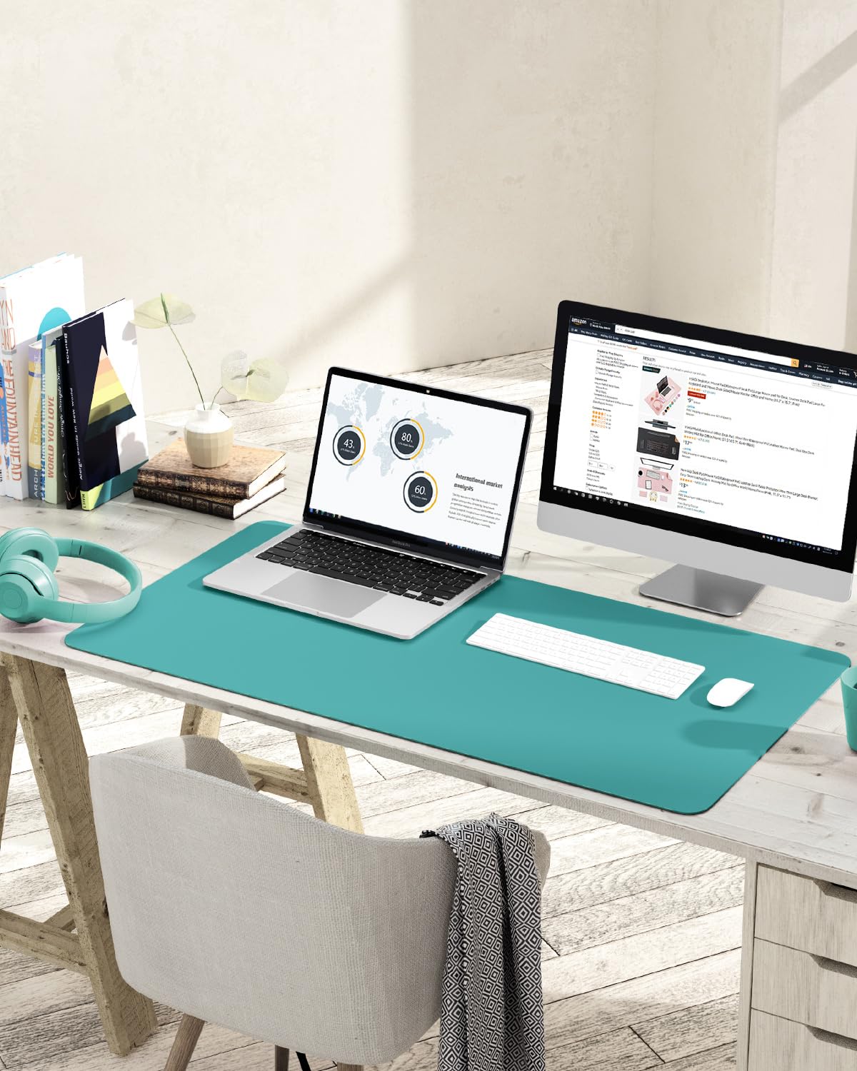 YSAGi Non-Slip Leather Desk Pad L Size, Waterproof Laptop Computer Desk Keyboard Mat, Table