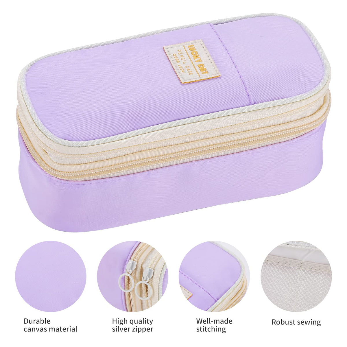 Dugio Large Pencil Case for Girls Kids Teens Big Zipper Pencil Pouch Purple