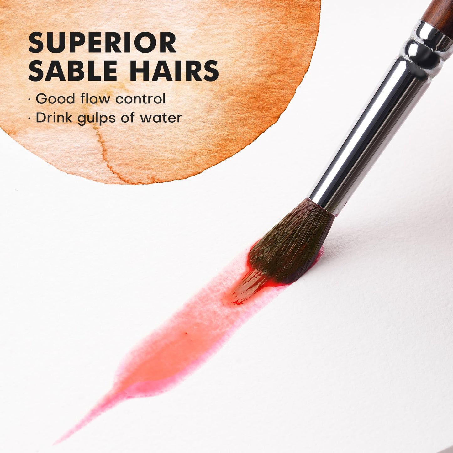 Watercolor Brushes Professional, Fuumuui 9pcs Sable Paint Brushes & Natural Squirrel Mop Brush Set