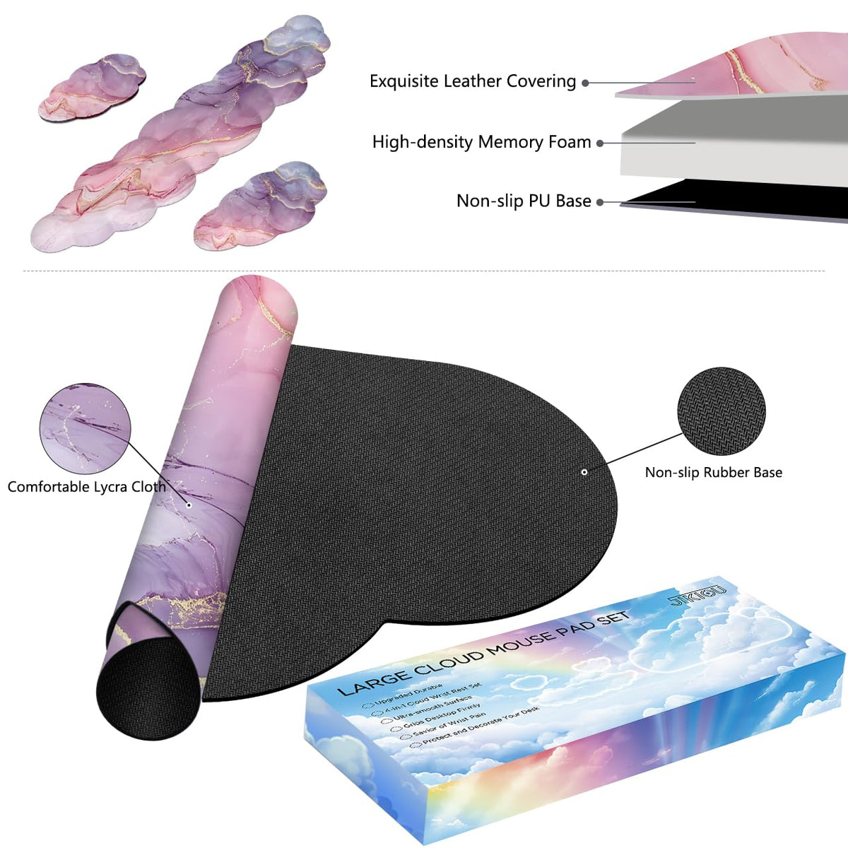 JIKIOU Ergonomic Keyboard Wrist Rest &Large Mouse Pad&Mouse Wrist & Cup Pad