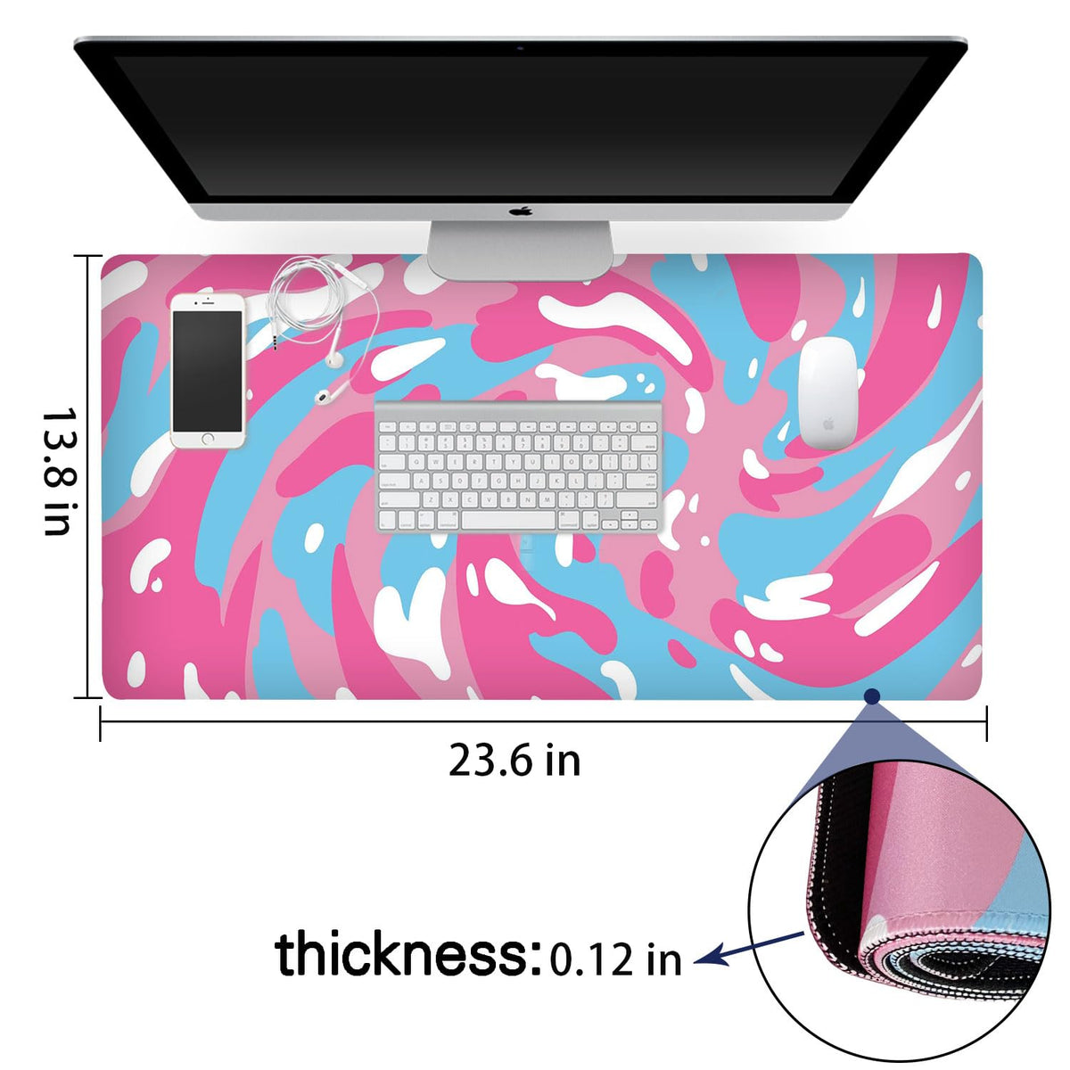 Fluid Pattern XL Mouse Pad,Super Thick Fluid Pattern Large Gaming Mousepad