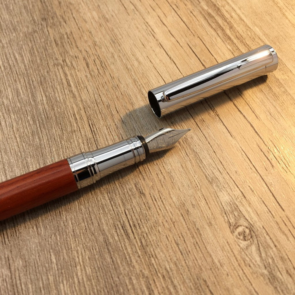 LACHIEVA LUX Rosewood Fountain Pen, German Fine Nib, Smooth Ink Flow, Wooden Gift Box with