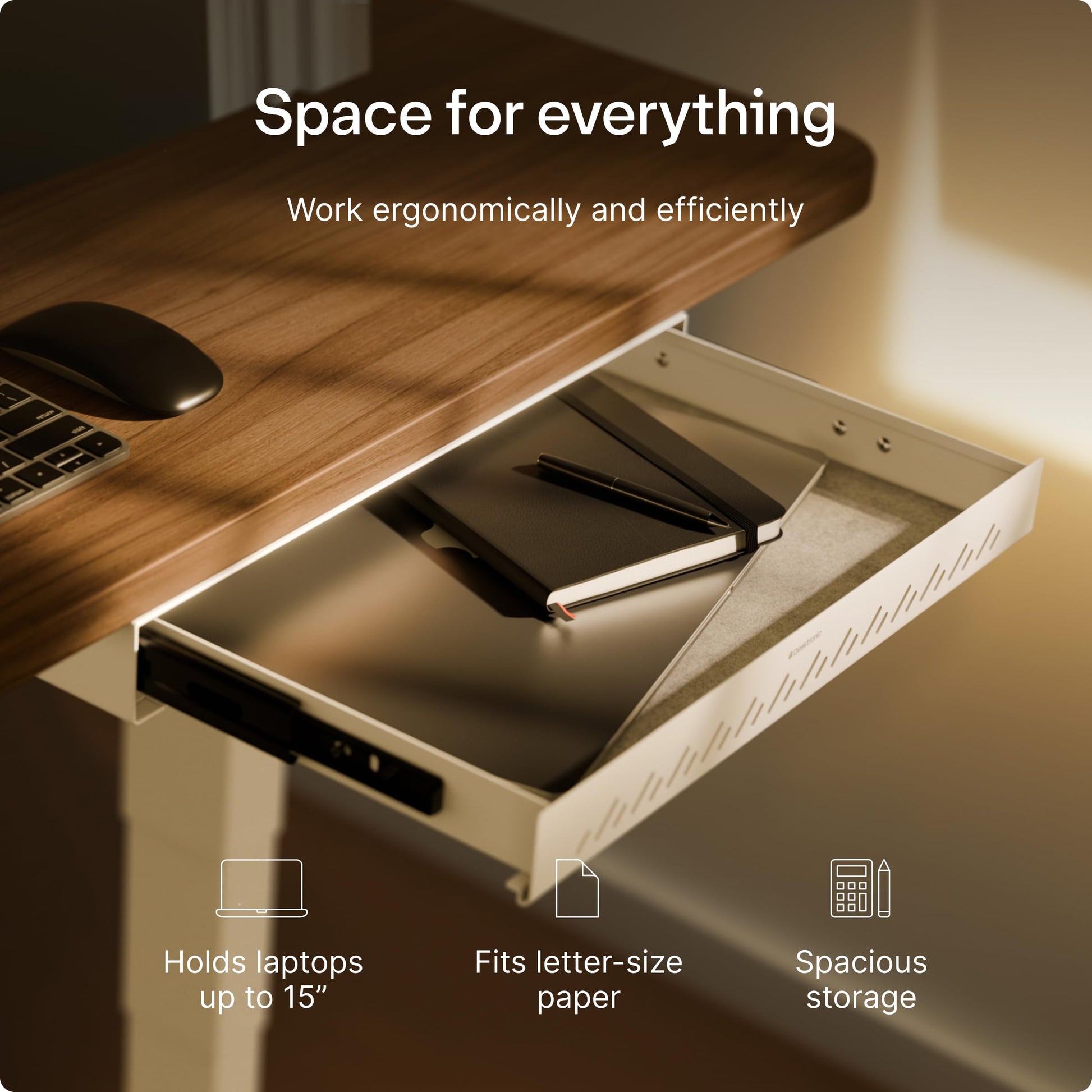 Desktronic Under Desk Drawer — Hidden Under-Desk Storage Organizer, Easy Install, Large Capacity
