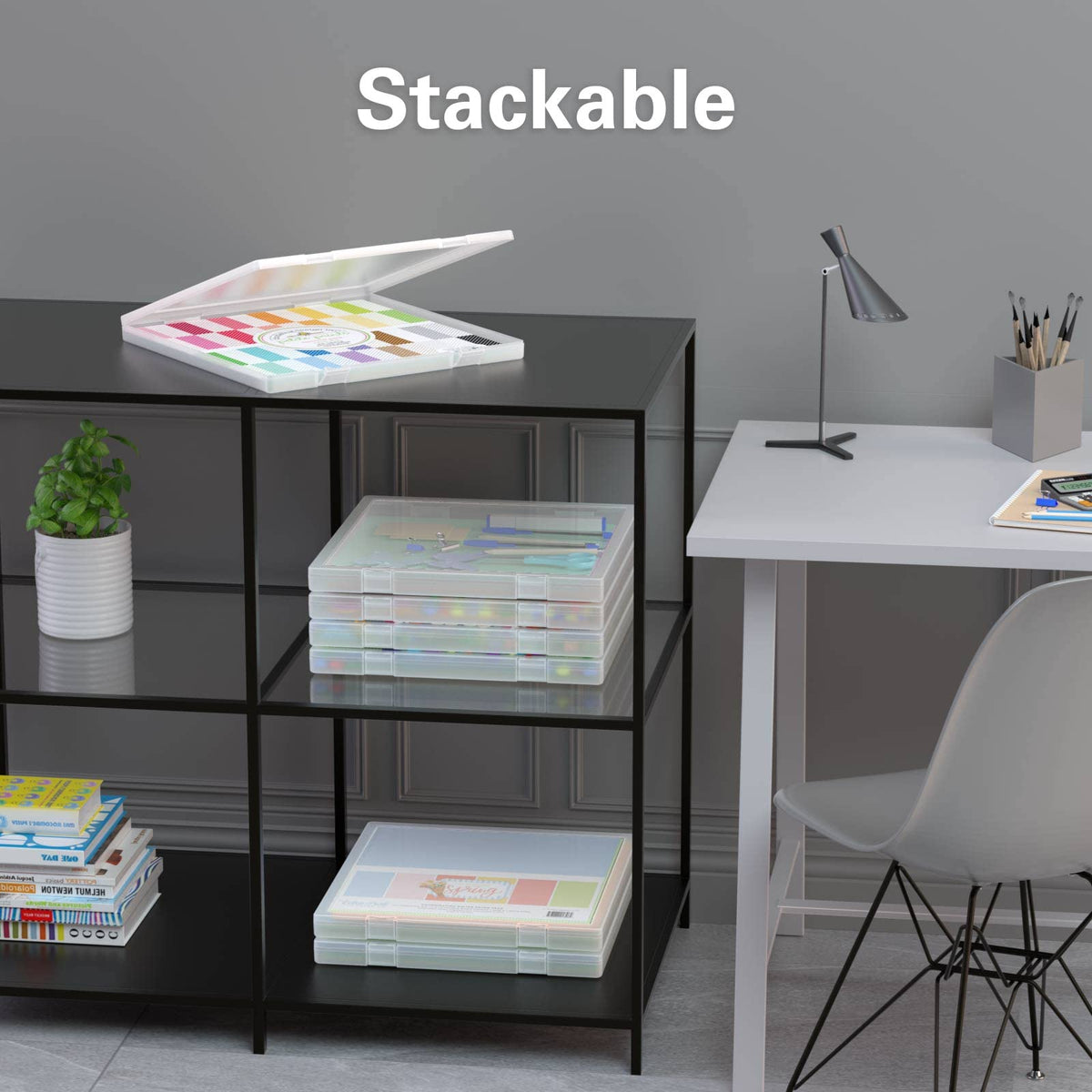 Denkee 12 x 12 Paper Storage, 6 Pack Scrapbook Paper Organizer Storage, Craft Organizers Box