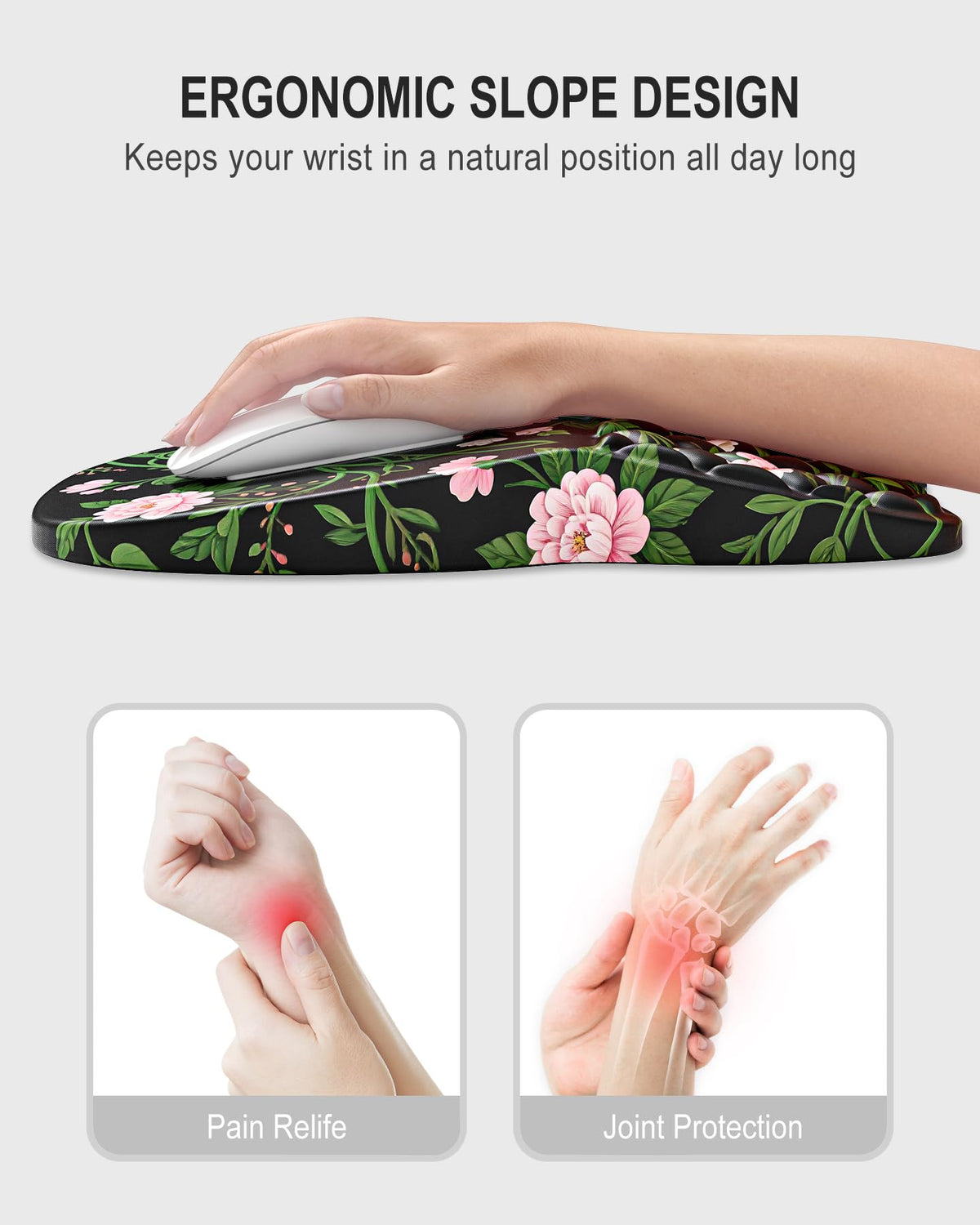 Auhoahsil Ergonomic Mouse Pad with Wrist Rest, Comfortable Slope Computer Mouse Mat with Wrist