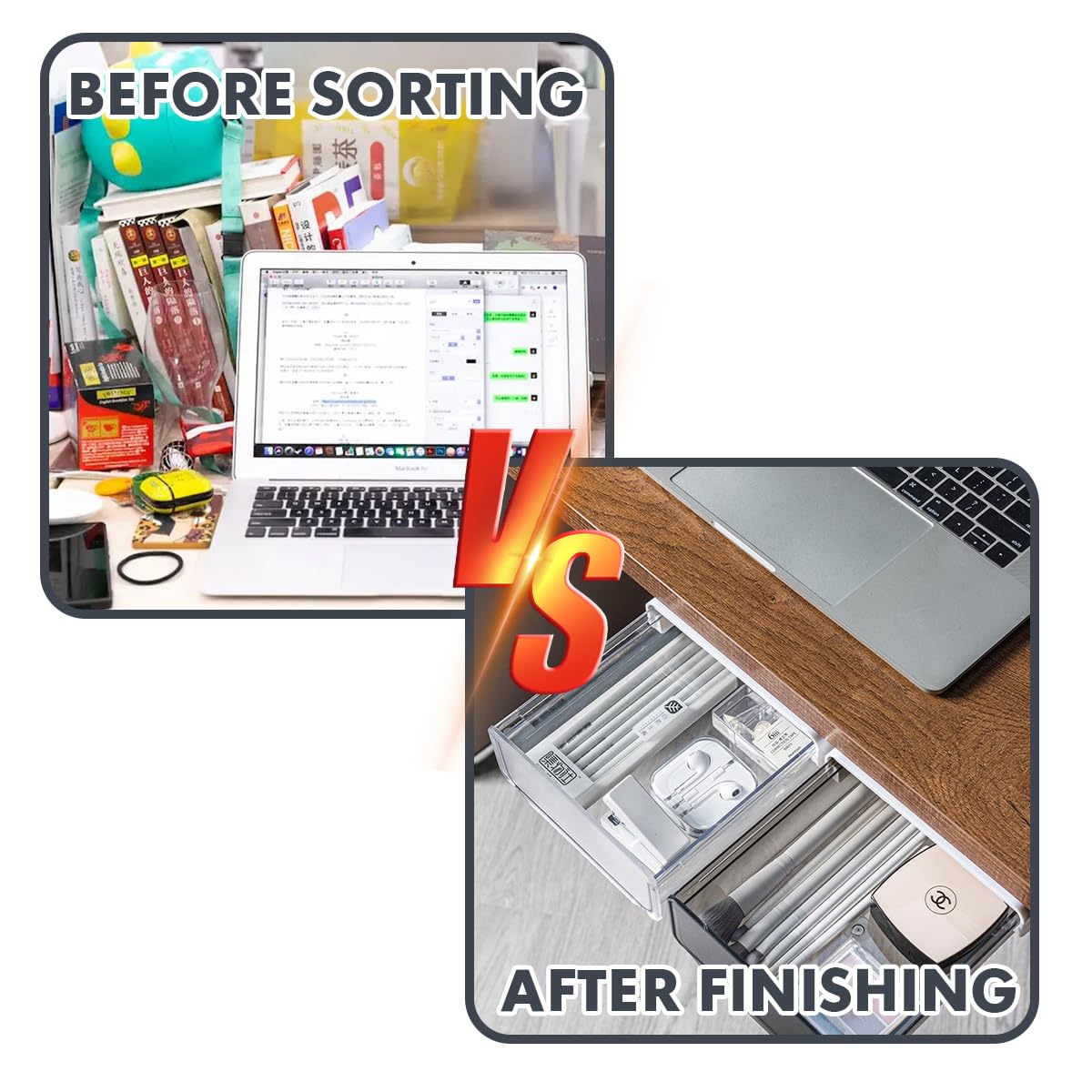 Self-adhesive Under Desk Drawer, 2 Packs Table Hidden Organizer Slide Out Large Storage Desktop