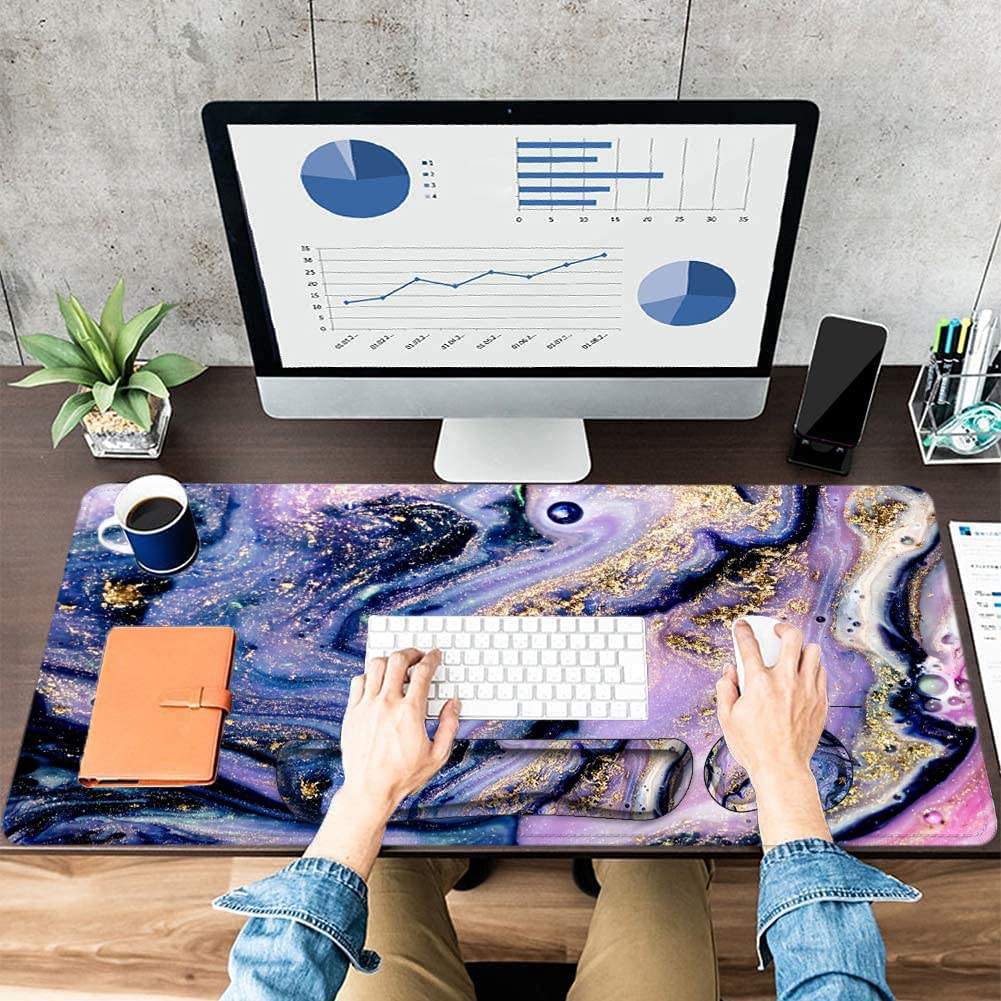 Large Mouse Pad with Wrist Rest, 4-in-1 Wrist Rest for Keyboard and Mouse