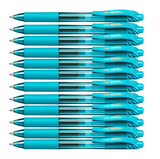 Pentel EnerGel X Retractable Gel Pen - Turquoise Ink - Pack of 12