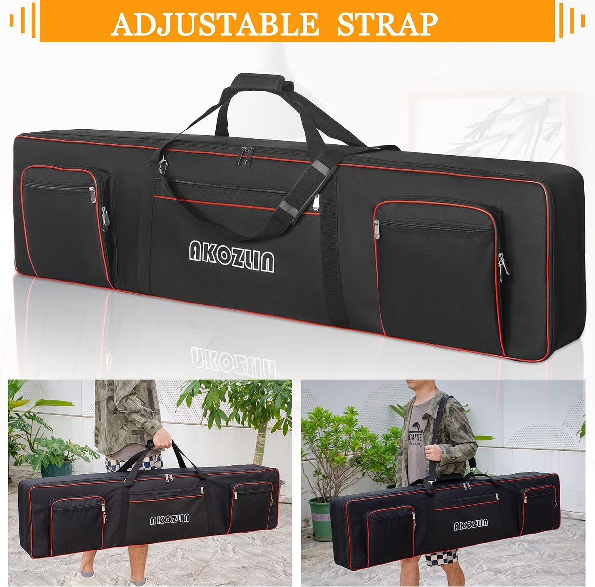 AKOZLIN 88 Key Keyboard Case, Soft Padded Keyboard Gig Bag, Piano Bag