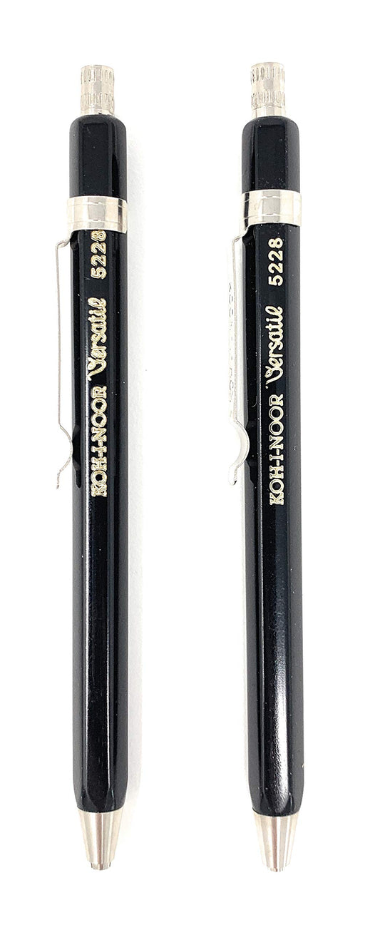 KOH-I-NOOR 5228CL Short Mechanical Pencil Metal Set of 2 Black