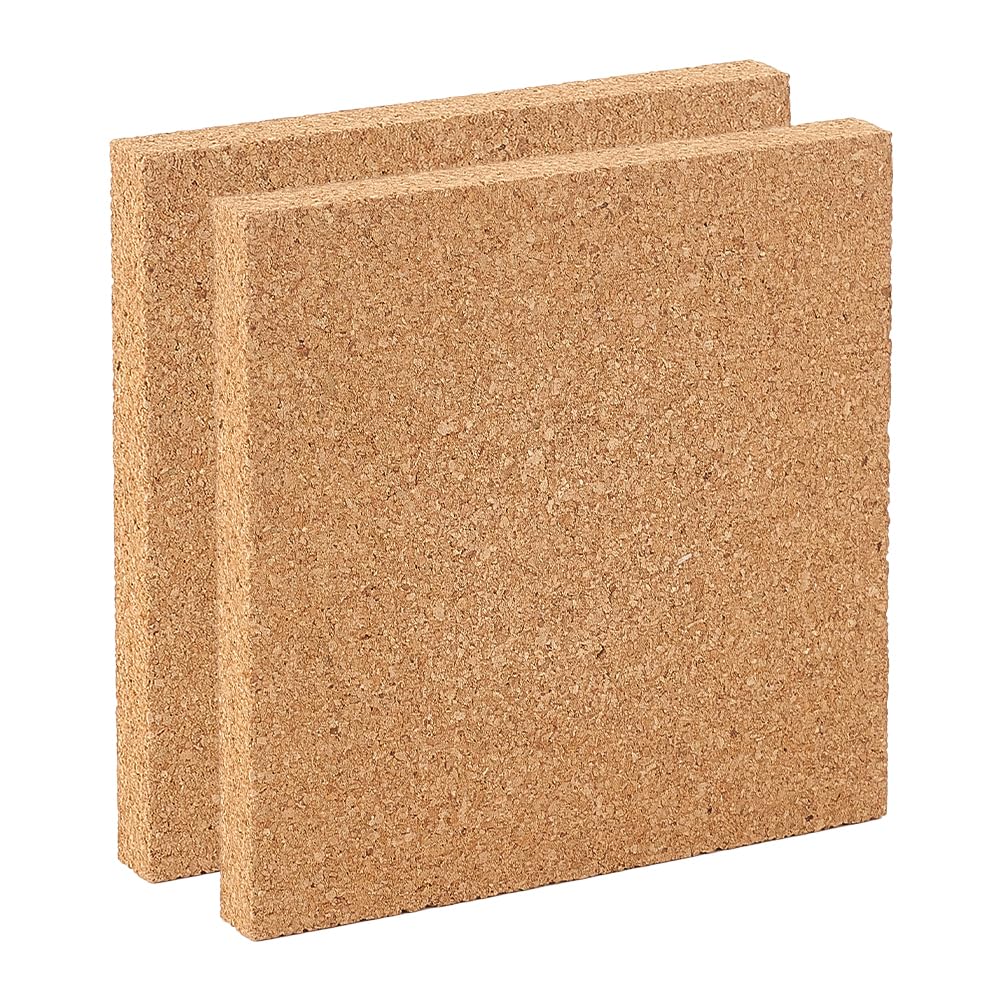 OLYCRAFT 2PCS Square Bulletin Boards 6 x 6 inch Non Self-Adhesive Wood Cork Board 0.6 inch Thick