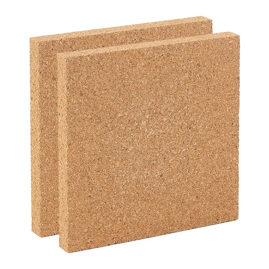 OLYCRAFT 2PCS Square Bulletin Boards 6 x 6 inch Non Self-Adhesive Wood Cork Board 0.6 inch Thick