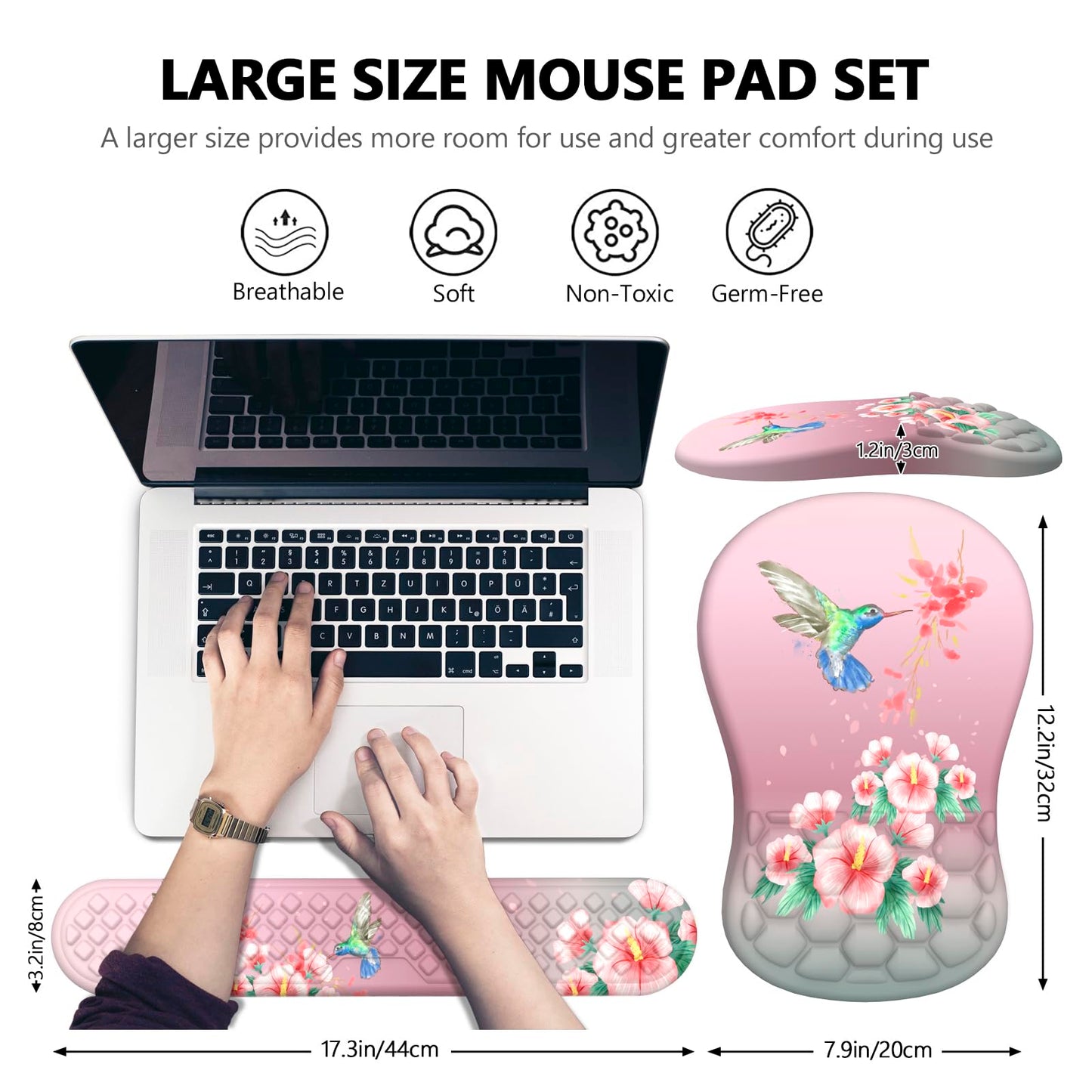 Laokiiy Mouse Pad with Wrist Rest & Keyboard Wrist Rest, Memory Foam