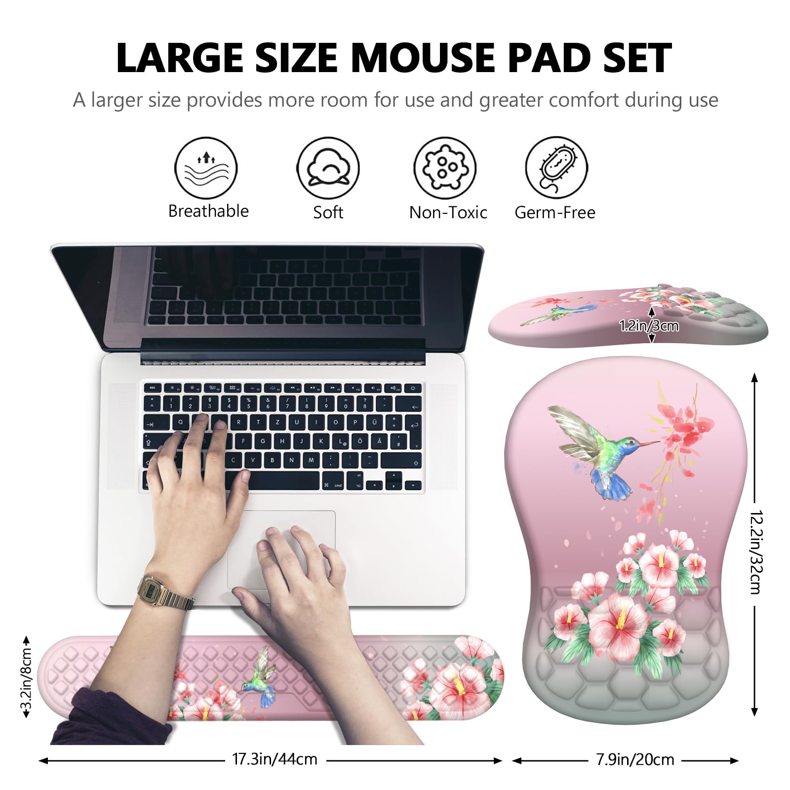 Laokiiy Mouse Pad with Wrist Rest & Keyboard Wrist Rest, Memory Foam