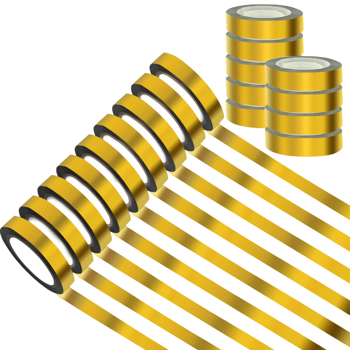 YimeBand 9 Rolls Gold Metallic Washi Mirror Tape, DIY Gold Graphic Art Tape, Self Adhesive