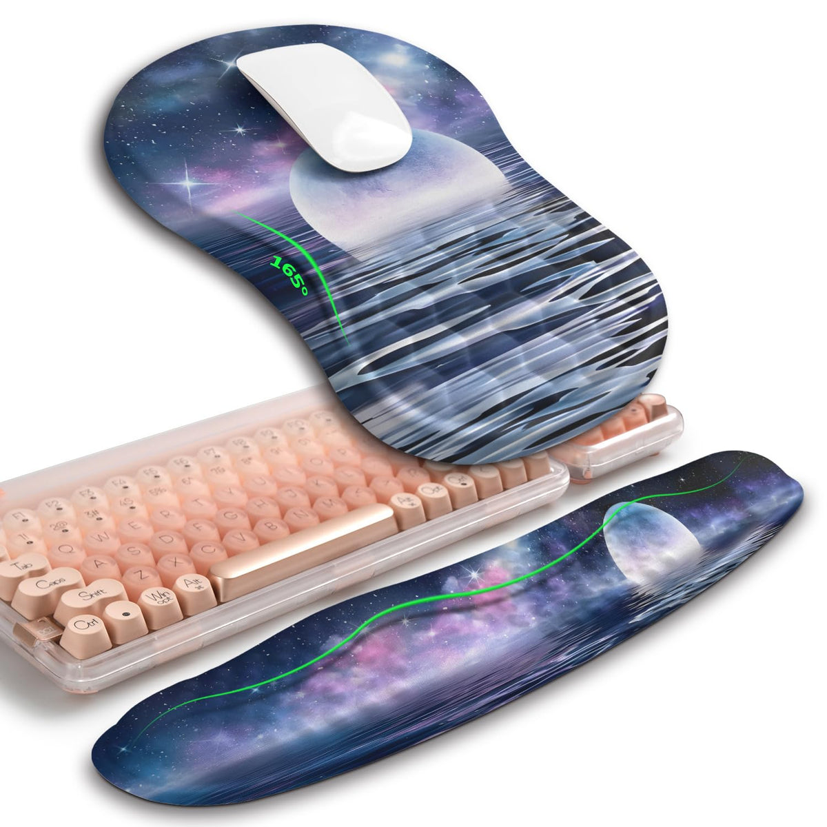 Hokafenle 2in1 Combination, Wave Keyboard Wrist Rest and Ergonomic Curvature Mouse Pad Wrist